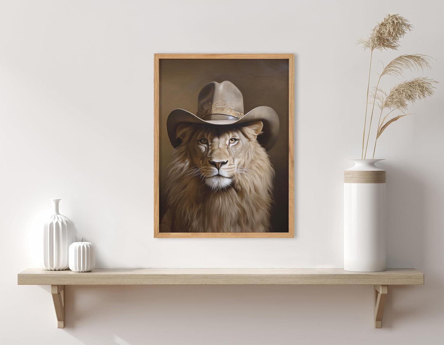 Kate and Laurel Cute Deer Wearing Glasses Framed Wall Art by The Creative Bunch Studio 12x16 Black Adorable Animal Art for WallNatural  Cowboy Hat