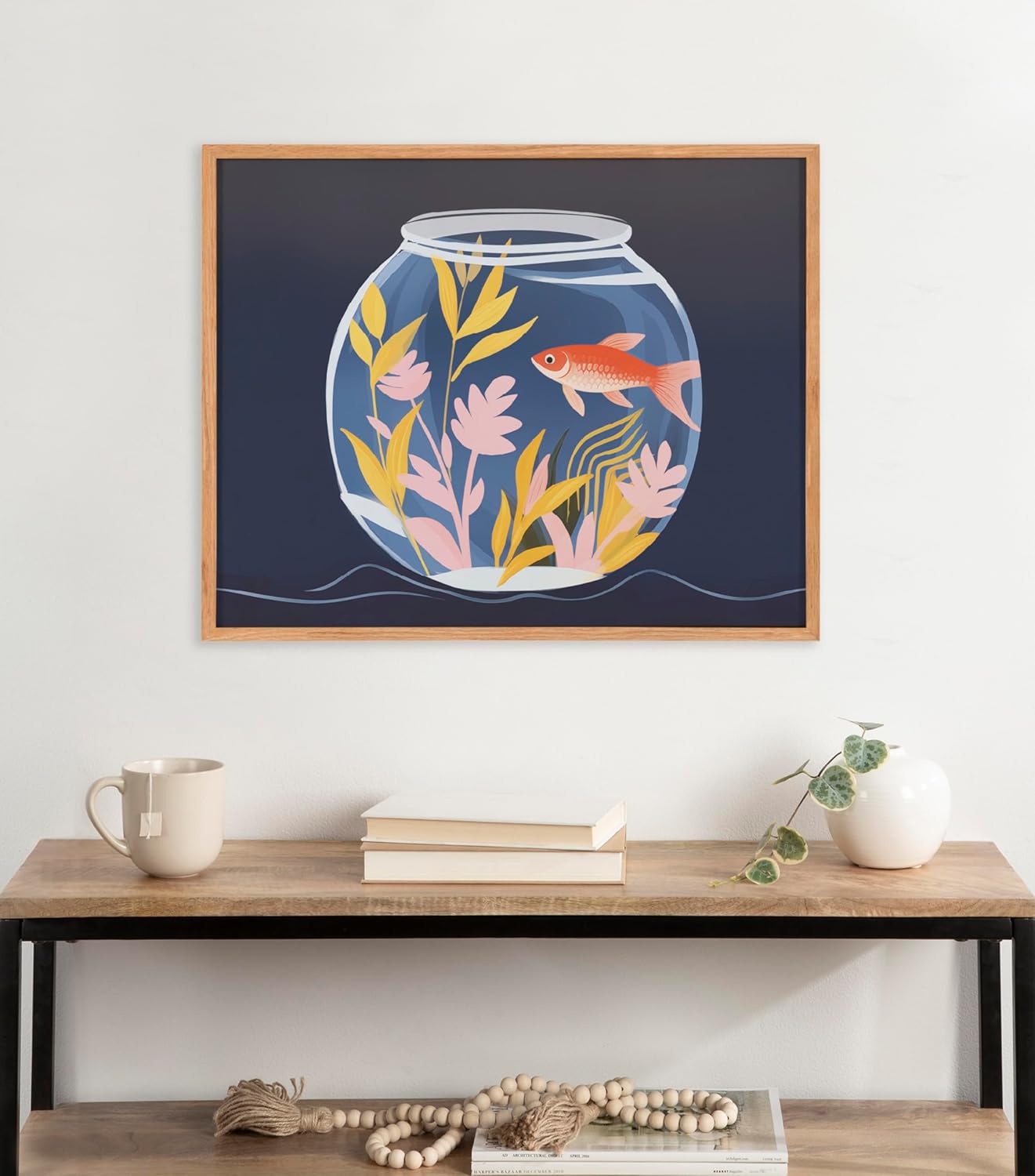Kate and Laurel Cute Deer Wearing Glasses Framed Wall Art by The Creative Bunch Studio 12x16 Black Adorable Animal Art for WallNatural  Fish Tank