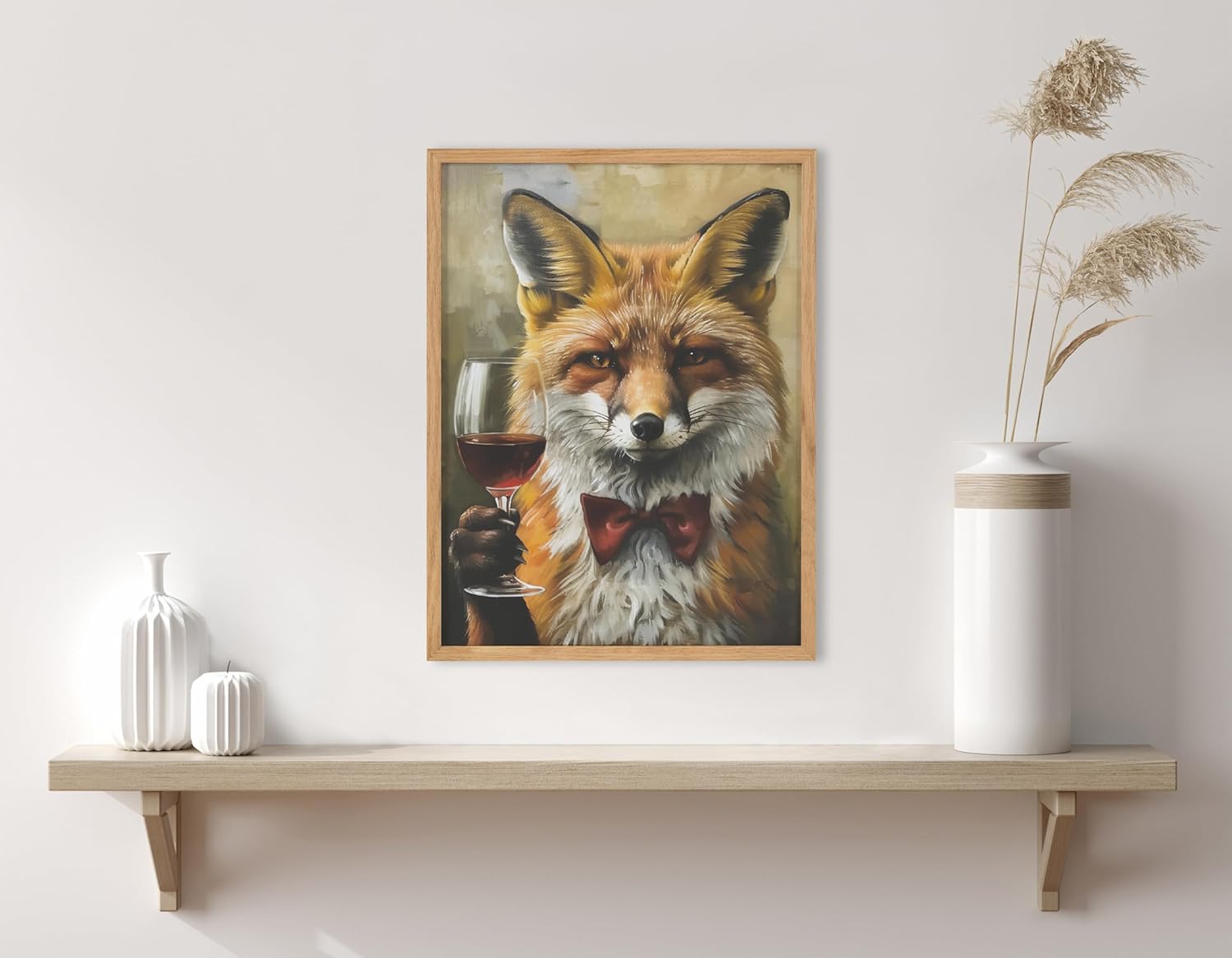 Kate and Laurel Cute Deer Wearing Glasses Framed Wall Art by The Creative Bunch Studio 12x16 Black Adorable Animal Art for WallNatural  Fox Wine