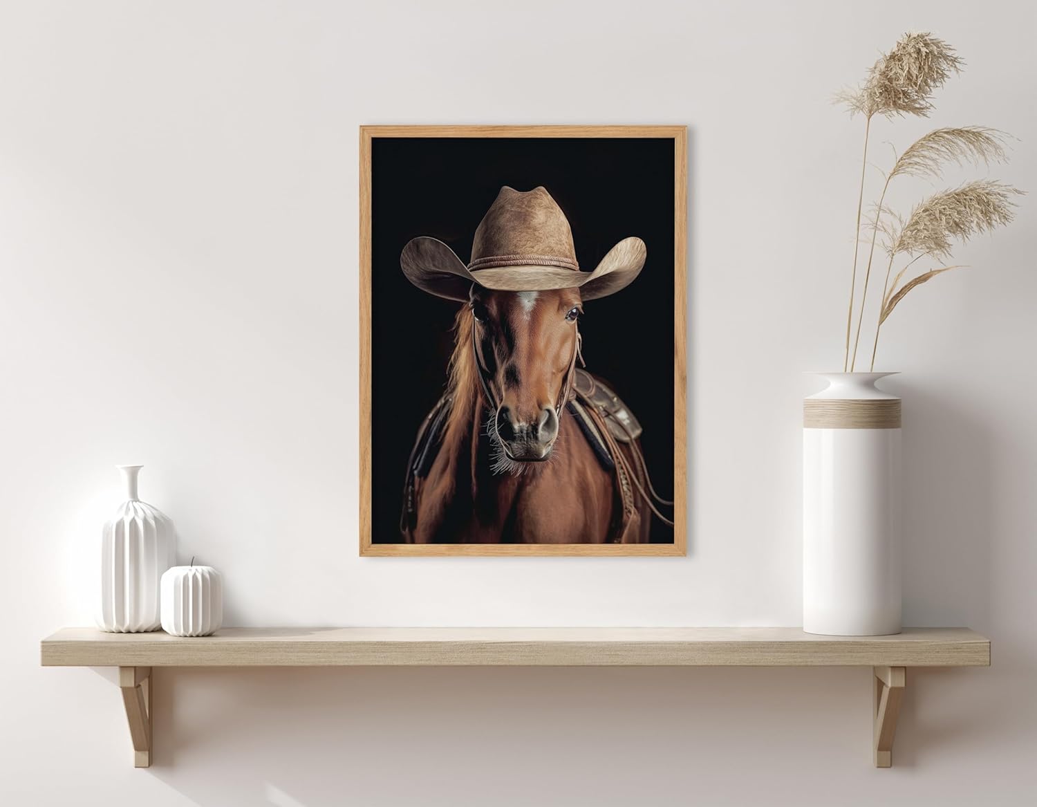 Kate and Laurel Cute Deer Wearing Glasses Framed Wall Art by The Creative Bunch Studio 12x16 Black Adorable Animal Art for WallNatural  Horse Cowboy