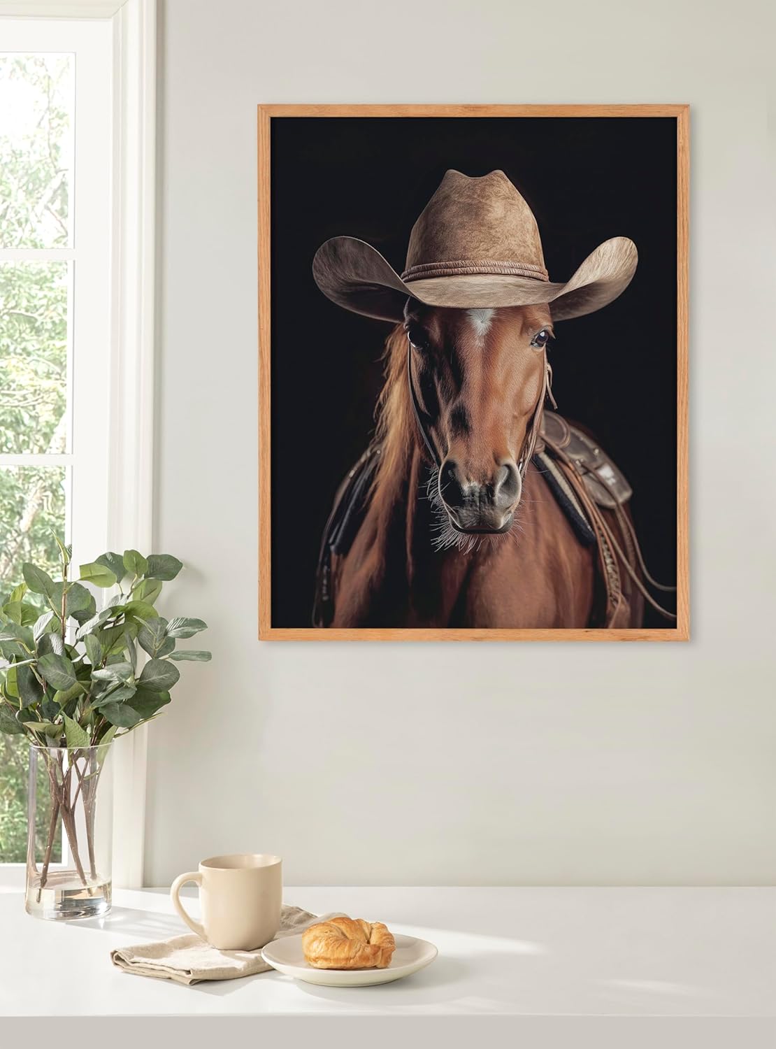 Kate and Laurel Cute Deer Wearing Glasses Framed Wall Art by The Creative Bunch Studio 12x16 Black Adorable Animal Art for WallNatural  Horse Cowboy