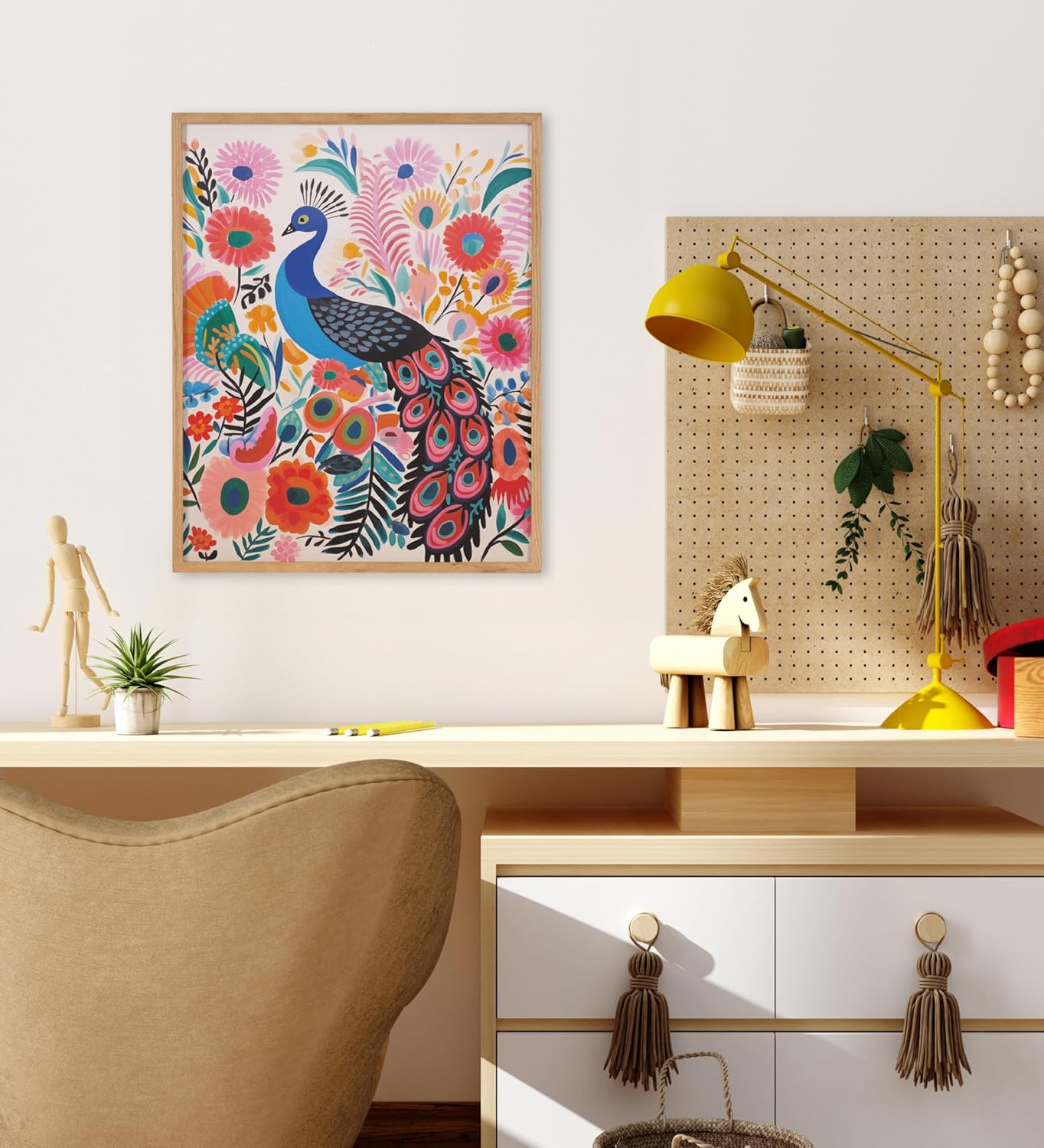 Kate and Laurel Cute Deer Wearing Glasses Framed Wall Art by The Creative Bunch Studio 12x16 Black Adorable Animal Art for WallNatural  Peacock