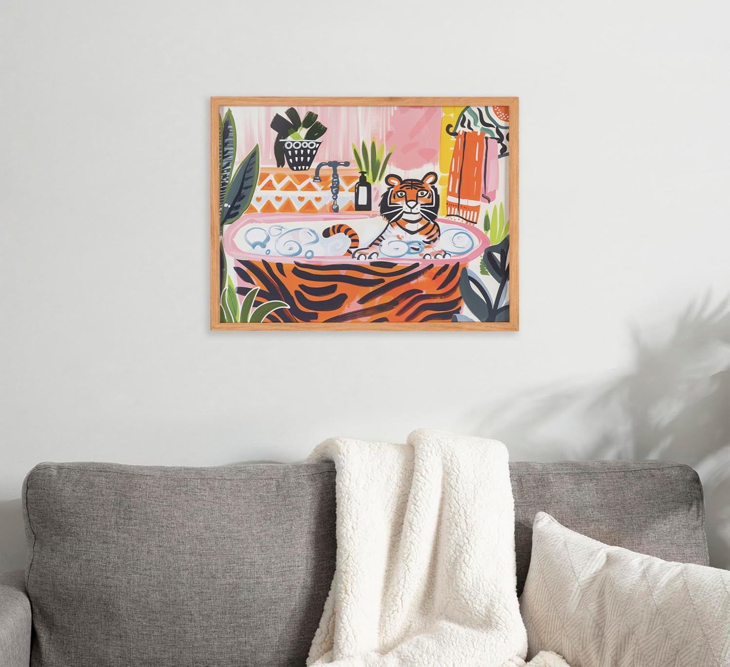 Kate and Laurel Cute Deer Wearing Glasses Framed Wall Art by The Creative Bunch Studio 12x16 Black Adorable Animal Art for WallNatural  Tiger Bath