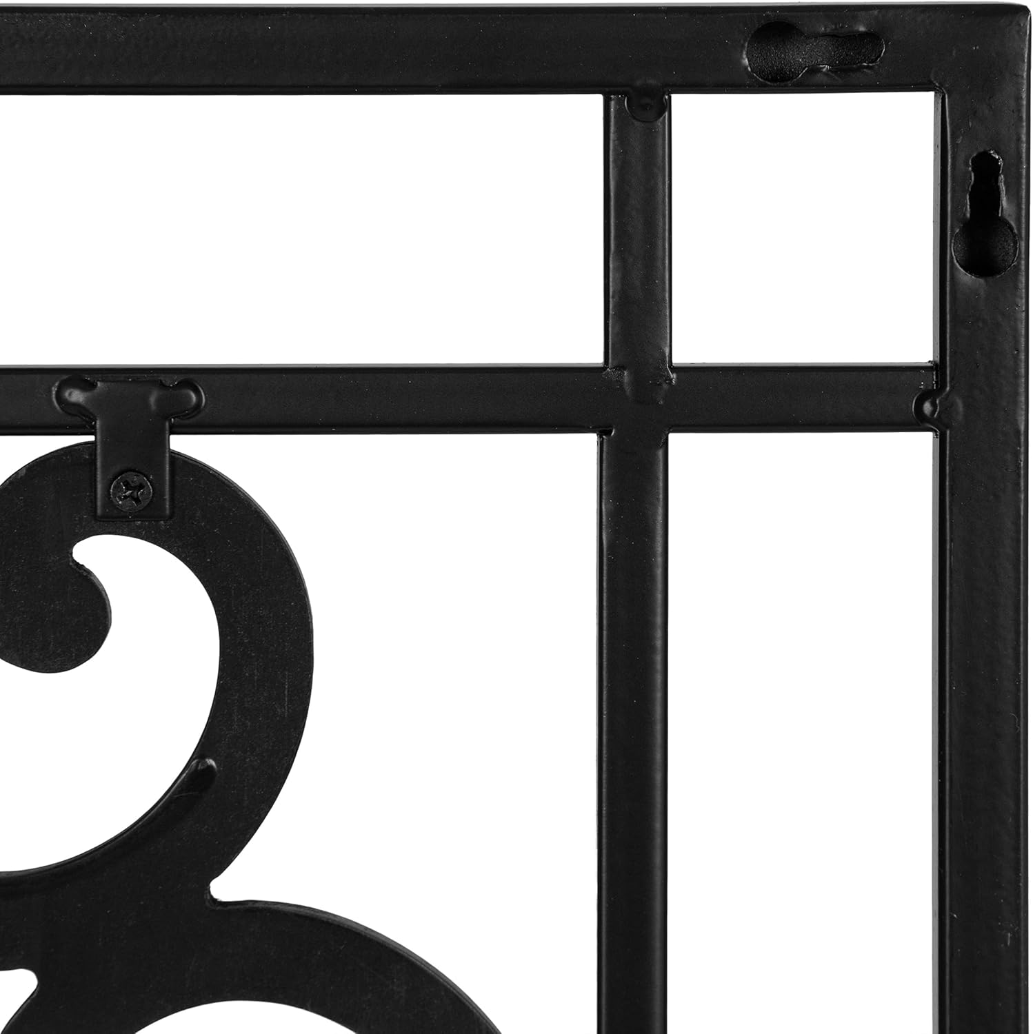 Kate and Laurel Ellard Farmhouse Rectangle Wall Art Plaque 20 x 44 Black Traditional Panel Decorative Wall Plaque with Ornate Painted Wooden Scrollwork and Sturdy Metal Frame