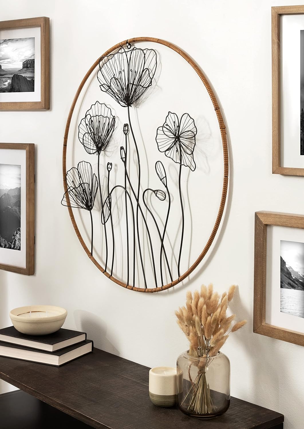Kate and Laurel Jelica Wall Art Plaque 24quot Diameter NaturalBlack