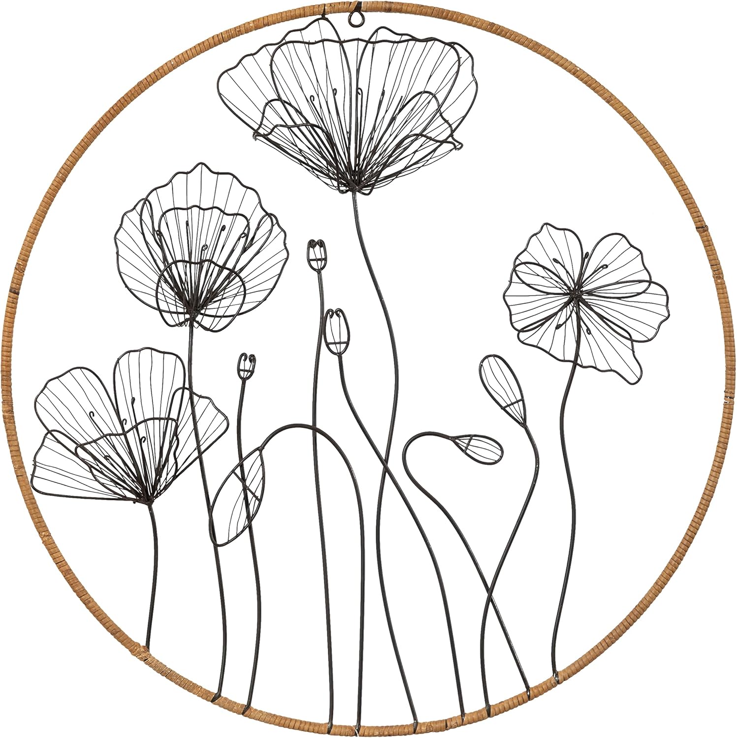 Kate and Laurel Jelica Wall Art Plaque 24quot Diameter NaturalBlack