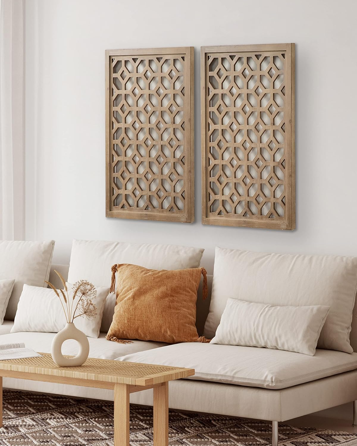 Kate and Laurel Latonia Coastal Wooden Wall Art Plaque with Repeating Pattern and Light Distressing 24x32 NaturalNatural