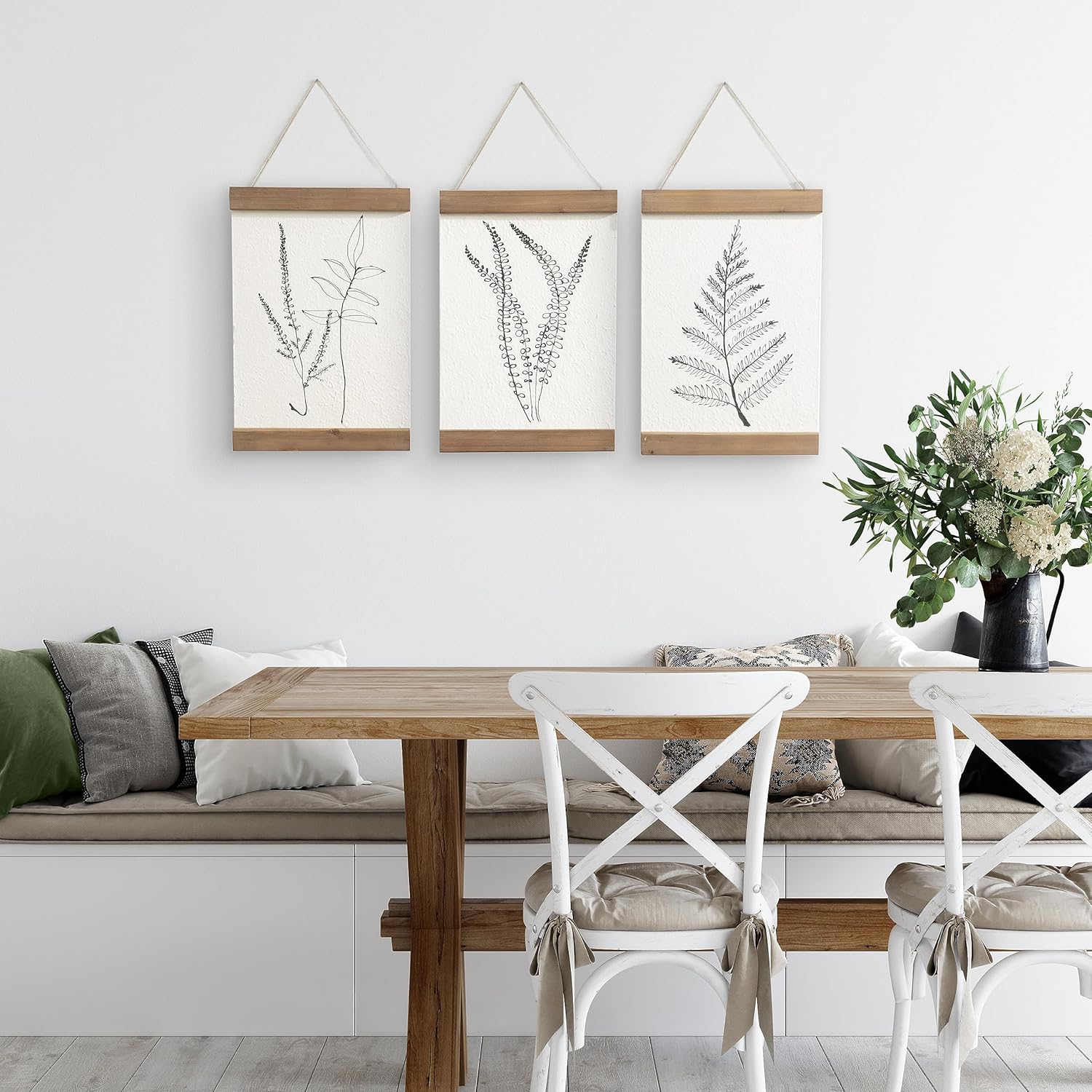 Kate and Laurel Lory Decorative Farmhouse ThreePiece Botanical Wall Art Plaque Set with Textured Paper Prints 3 pc 12quot Rustic Brown 3 Count