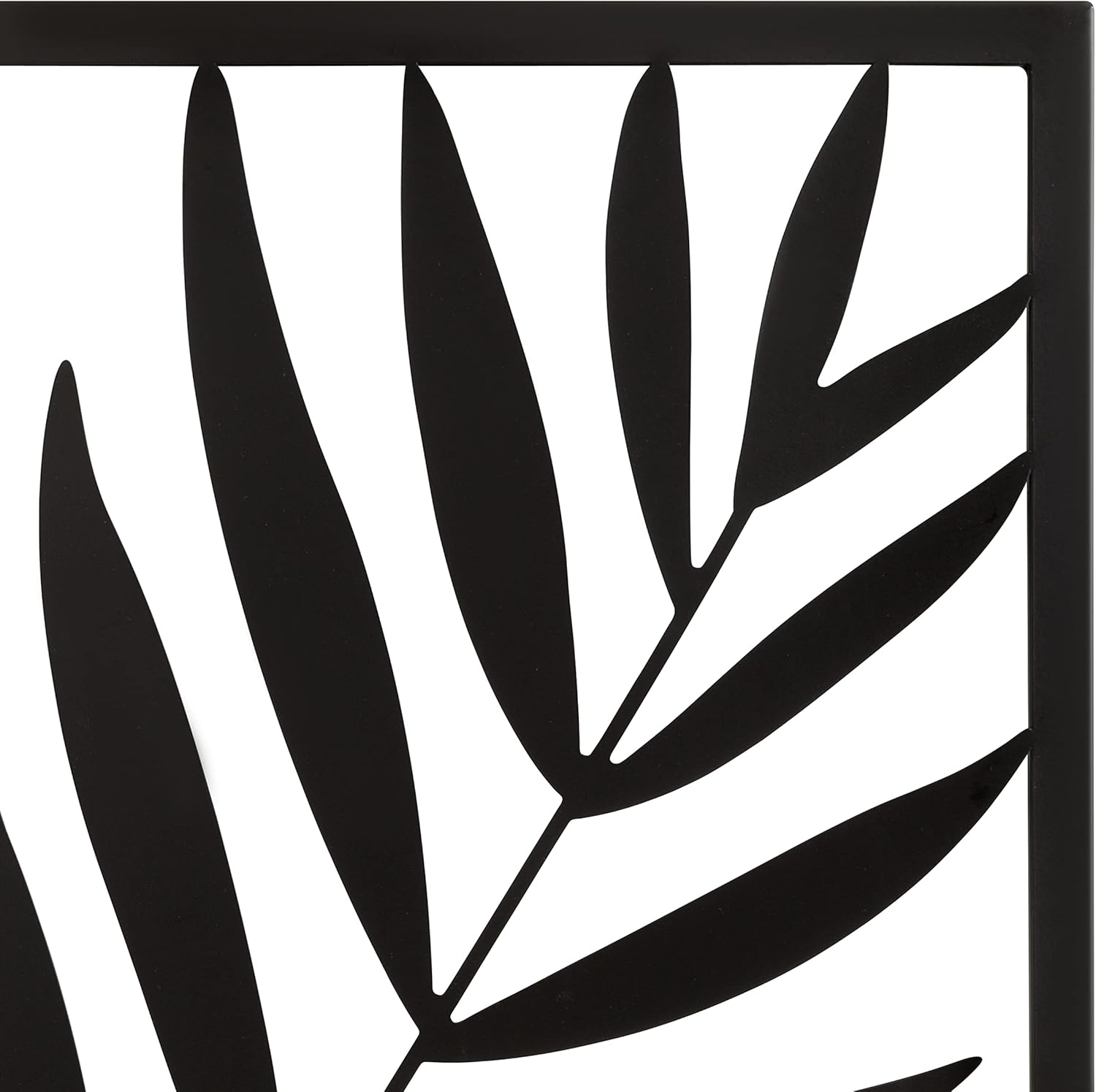Kate and Laurel Malak Modern Metal Leaf Plaque Tropical Art for Wall Dcor 22x28 Black