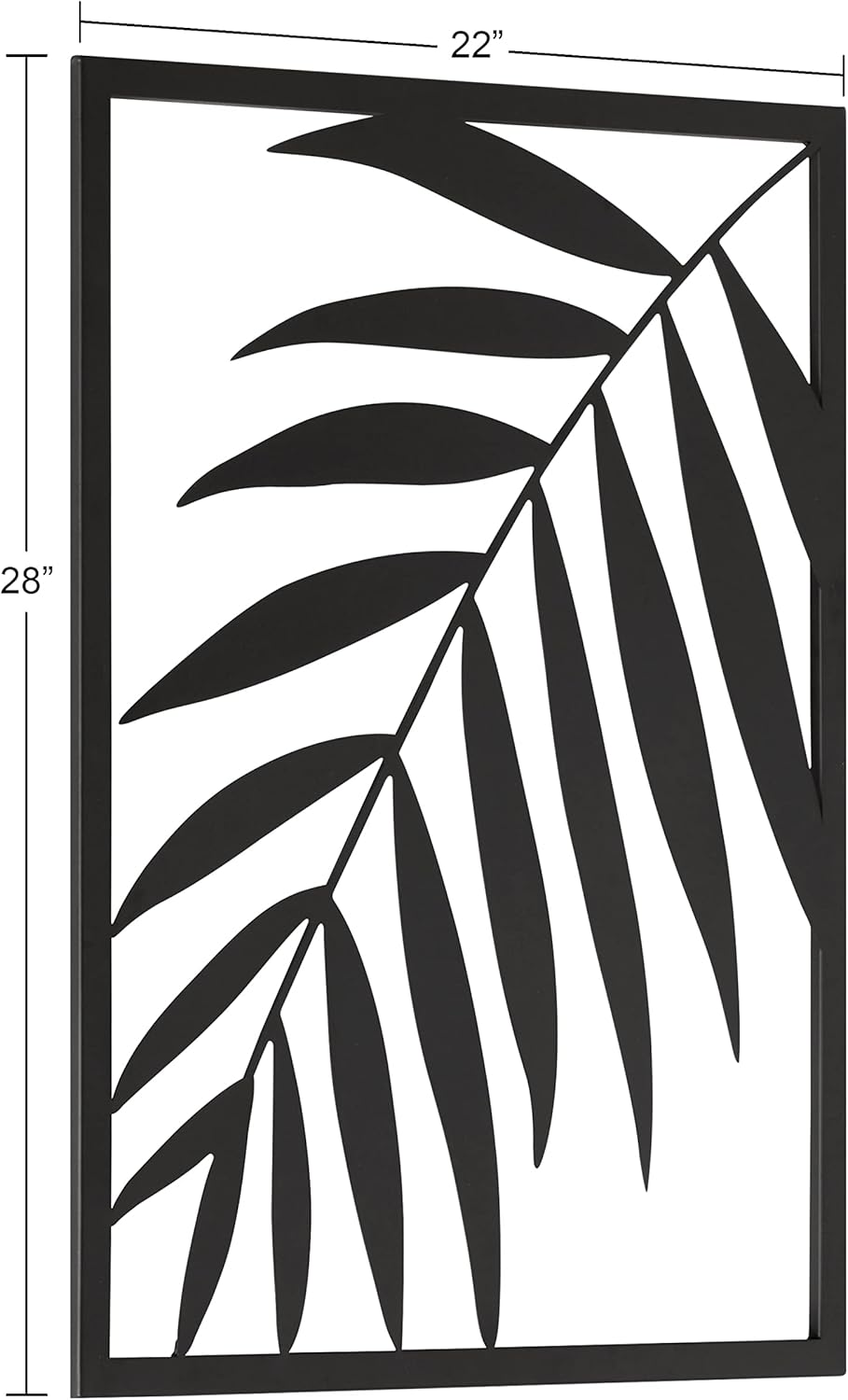Kate and Laurel Malak Modern Metal Leaf Plaque Tropical Art for Wall Dcor 22x28 Black