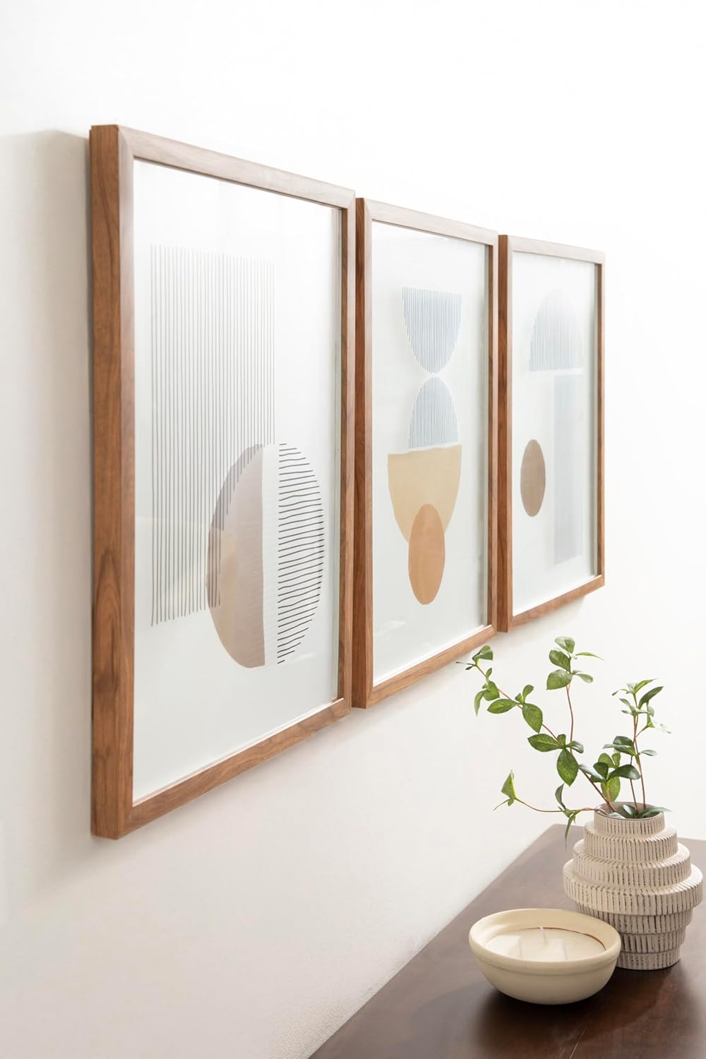Kate and Laurel Melstone Contemporary Rectangle MidCentury Geometric Framed Art Set of 3 16 x 20 Brown Modern ThreePiece Framed Wall Art for Gallery Wall Frame Set in Living Room Wall Decor