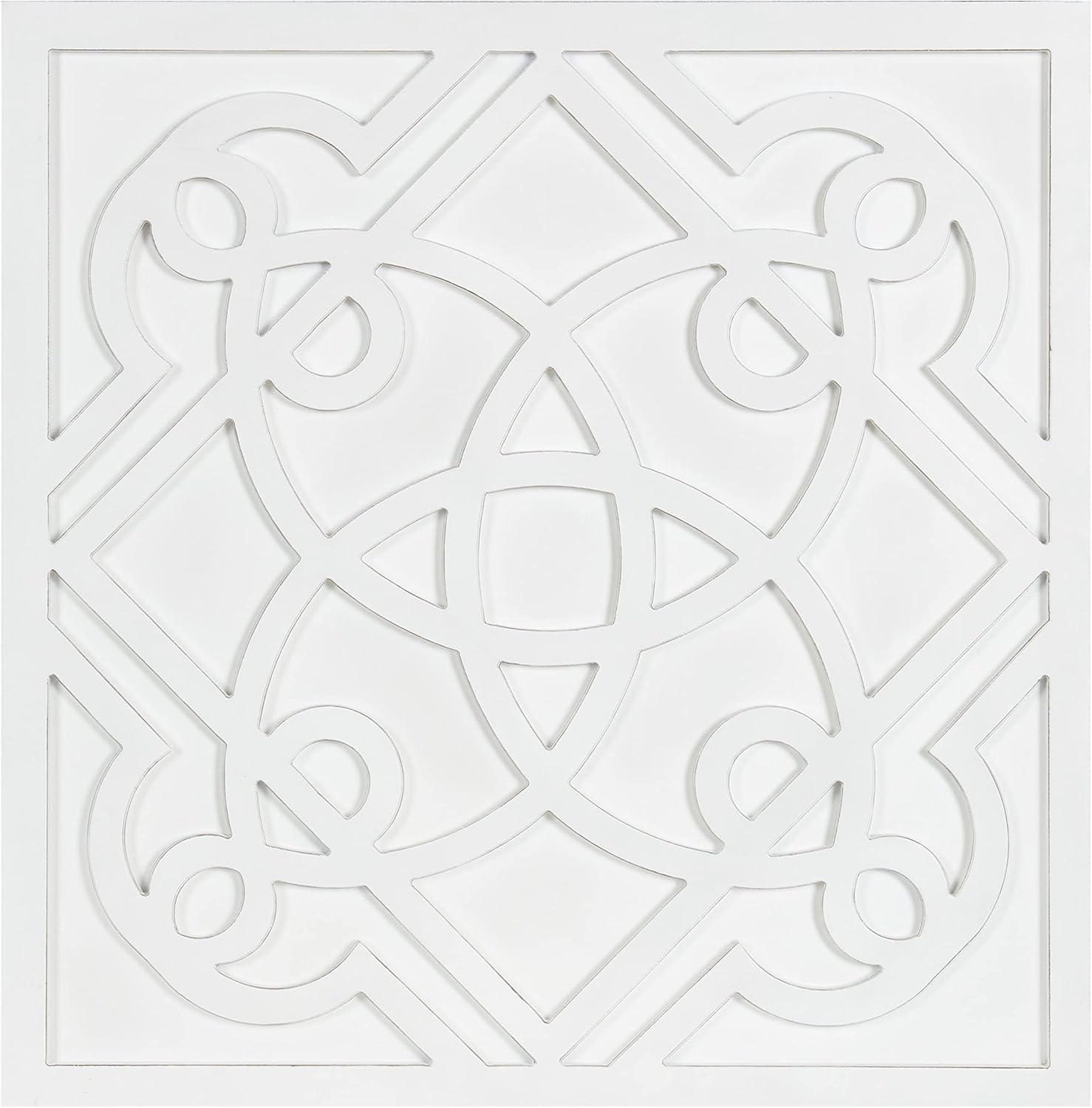 Kate and Laurel Mercador Modern Farmhouse Square Wooden Wall Art Plaque for Light Coastal Home Decor 24x24 White