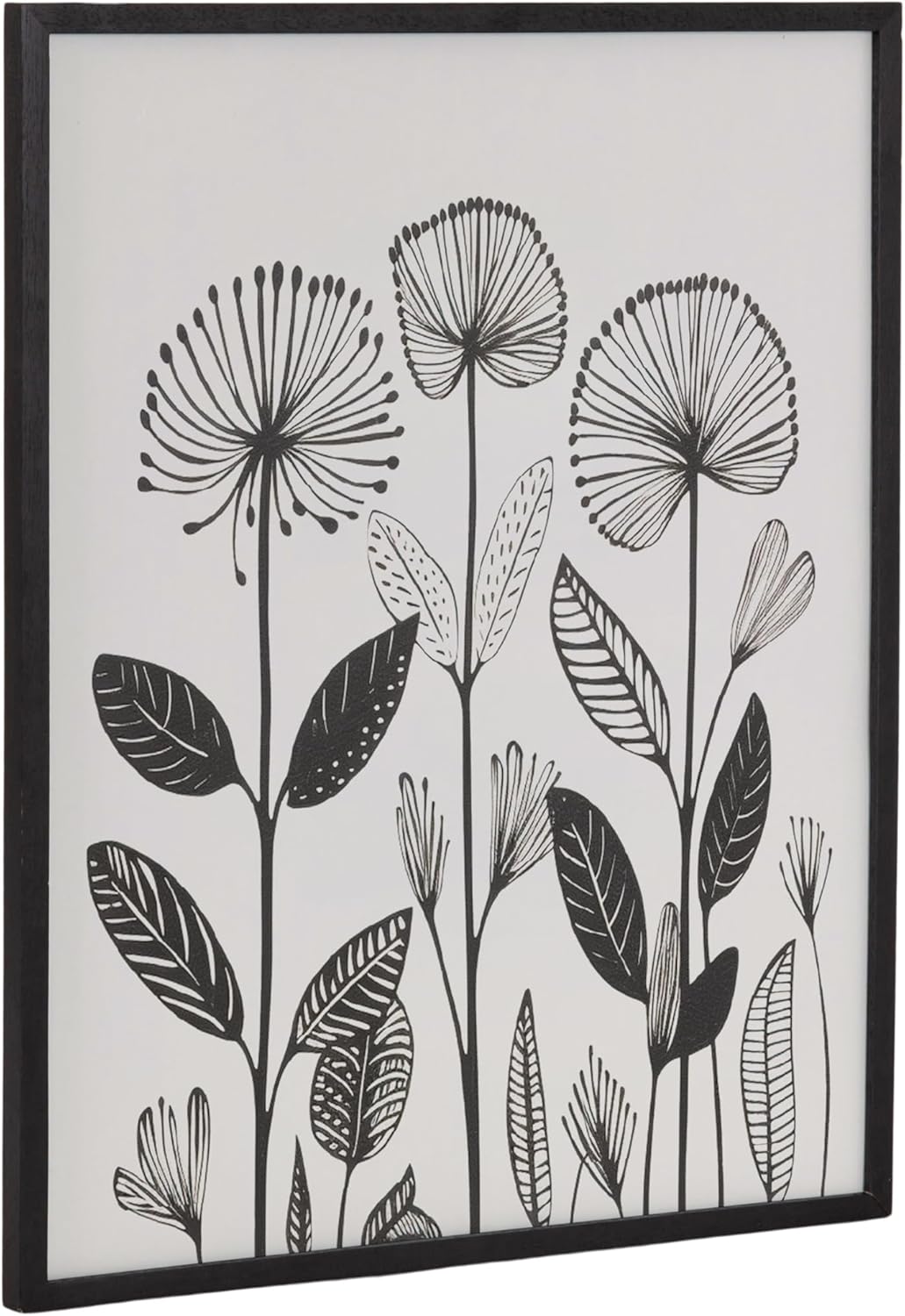 Kate and Laurel Modern Muted Cottage Floral Abstract Framed Wall Art by The Creative Bunch Studio 16x20 Black Cute Flower Art for WallBlack  Modern Botanicals