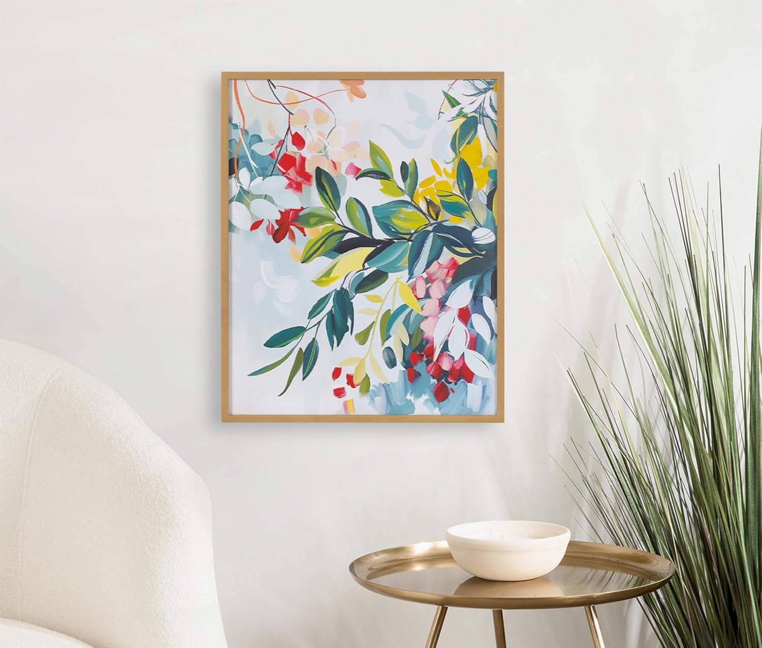 Kate and Laurel Modern Muted Cottage Floral Abstract Framed Wall Art by The Creative Bunch Studio 16x20 Black Cute Flower Art for WallGold  Jewel Tone