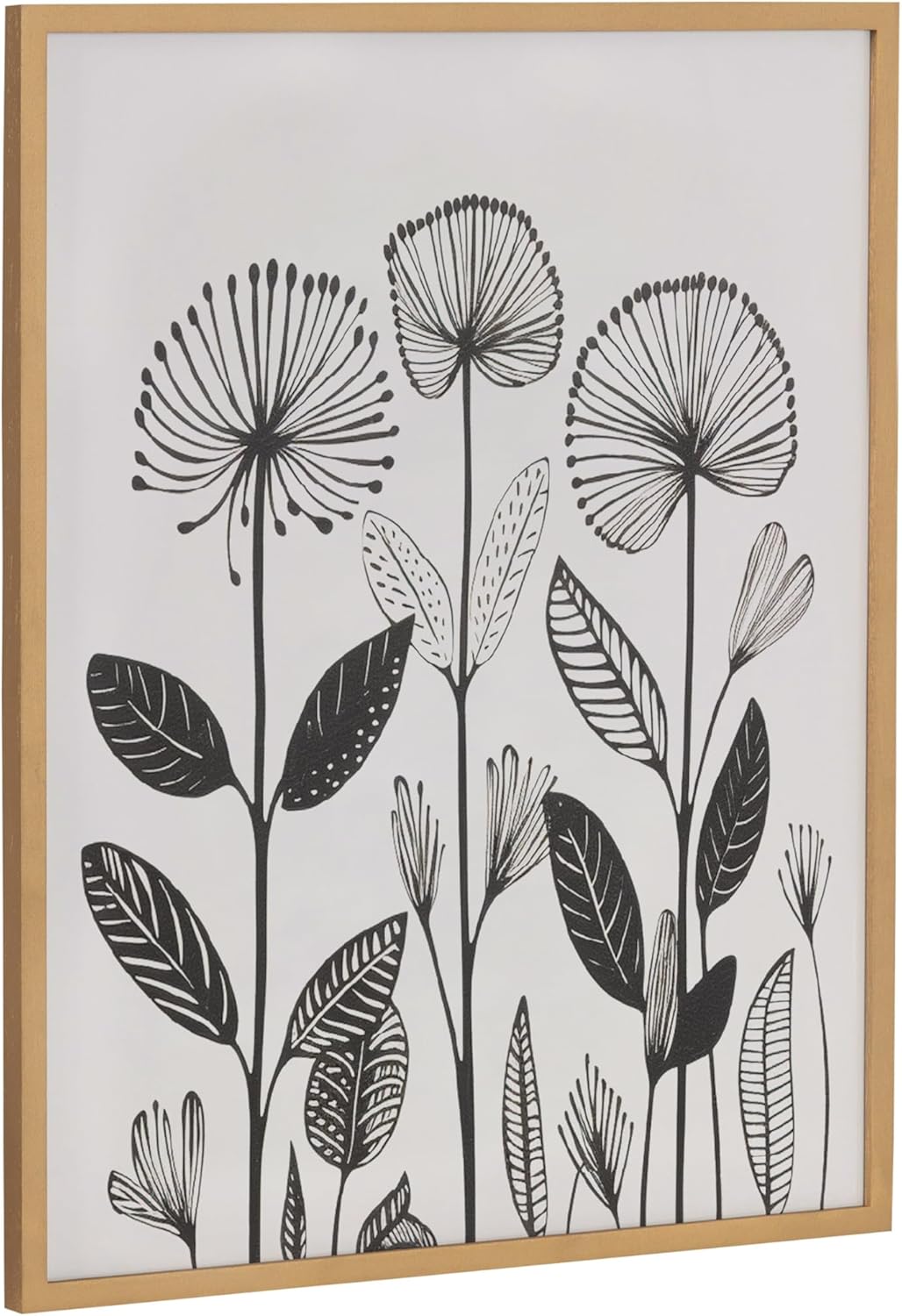 Kate and Laurel Modern Muted Cottage Floral Abstract Framed Wall Art by The Creative Bunch Studio 16x20 Black Cute Flower Art for WallGold  Modern Botanicals