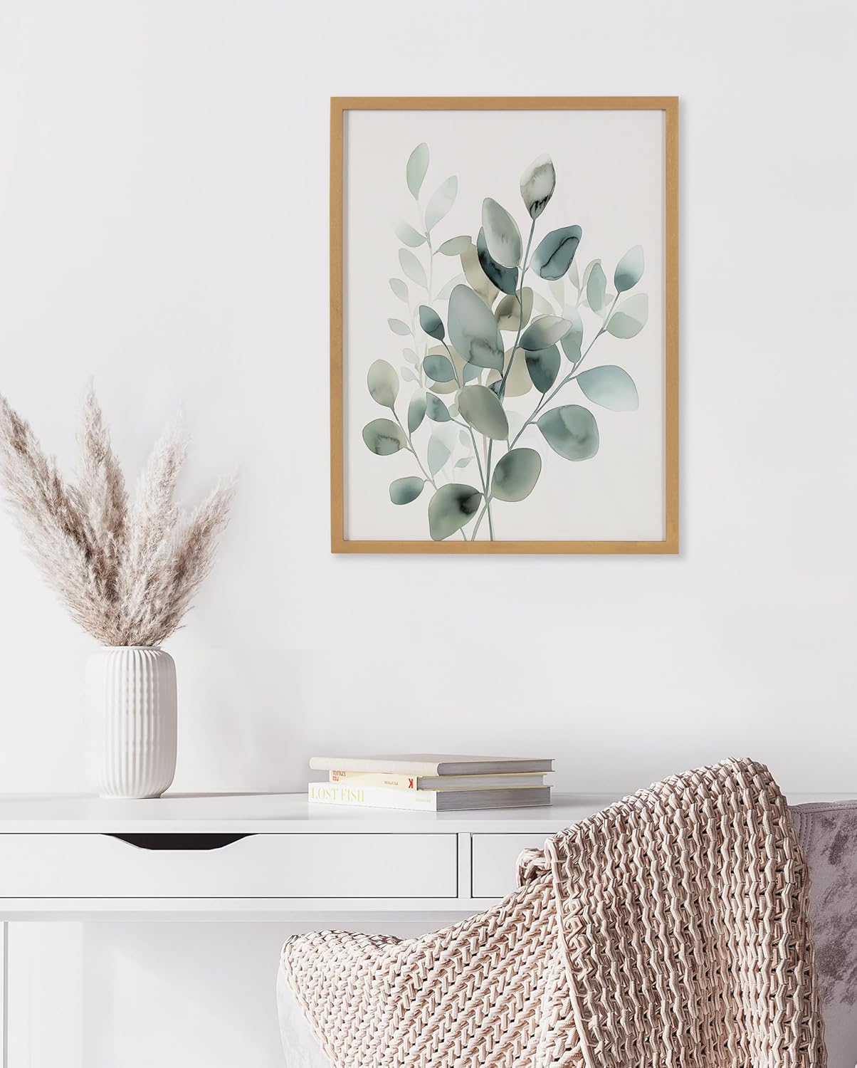 Kate and Laurel Modern Muted Cottage Floral Abstract Framed Wall Art by The Creative Bunch Studio 16x20 Black Cute Flower Art for WallGold