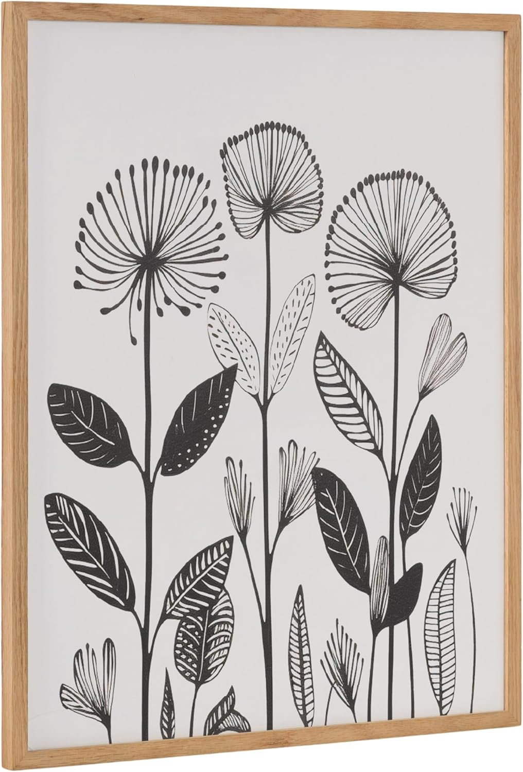 Kate and Laurel Modern Muted Cottage Floral Abstract Framed Wall Art by The Creative Bunch Studio 16x20 Black Cute Flower Art for WallNatural  Modern Botanicals