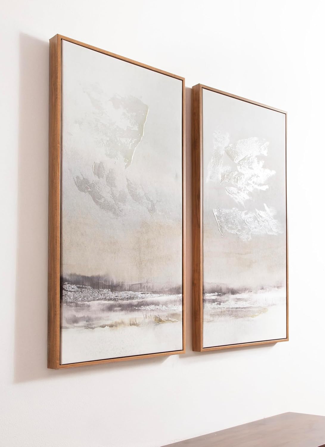 Kate and Laurel Mystic TwoPiece Framed Canvas Abstract Landscape Wall Art 16 x 32 Brown Soft Watercolor Art Set for Wall in Bedroom Entryway or Living Room Decor