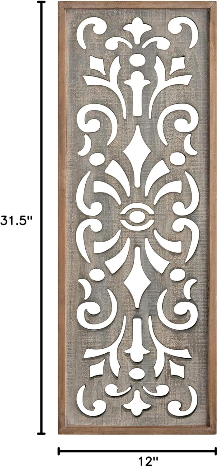 Kate and Laurel Palmares Rustic Decorative Wall Panel 12 x 315 Rustic Gray and Brown Farmhouse Lattice Panel Decor for Wall