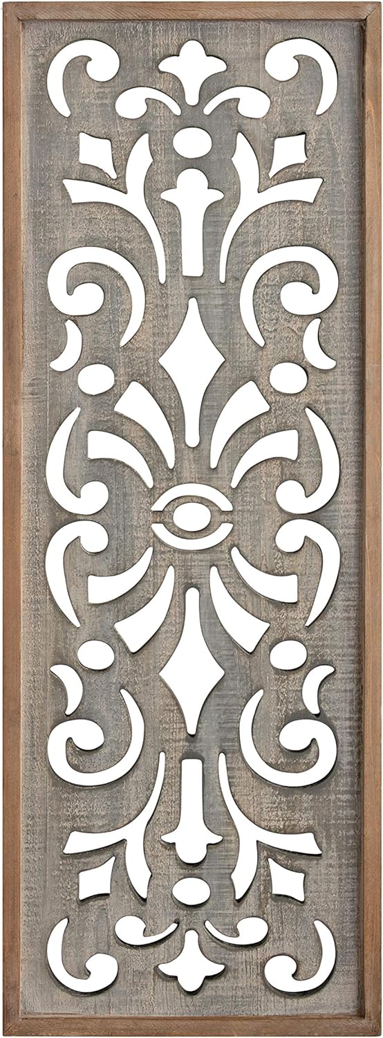 Kate and Laurel Palmares Rustic Decorative Wall Panel 12 x 315 Rustic Gray and Brown Farmhouse Lattice Panel Decor for Wall