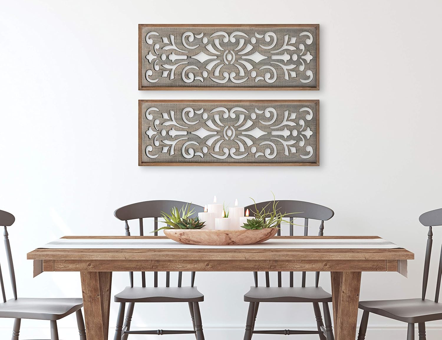 Kate and Laurel Palmares Rustic Decorative Wall Panel 12 x 315 Rustic Gray and Brown Farmhouse Lattice Panel Decor for Wall