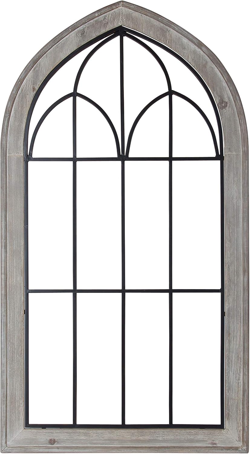 Kate and Laurel Rennell Farmhouse Wall Plaque 265 x 48 White Wood and Metal Arched Wall Decor Rustic BrownGrey