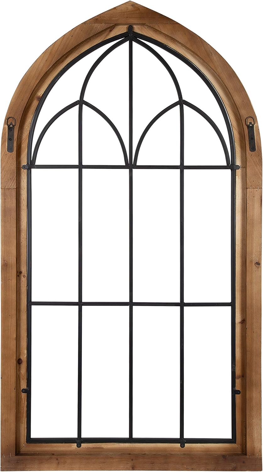 Kate and Laurel Rennell Farmhouse Wall Plaque 265 x 48 White Wood and Metal Arched Wall Decor Rustic BrownRustic Brown