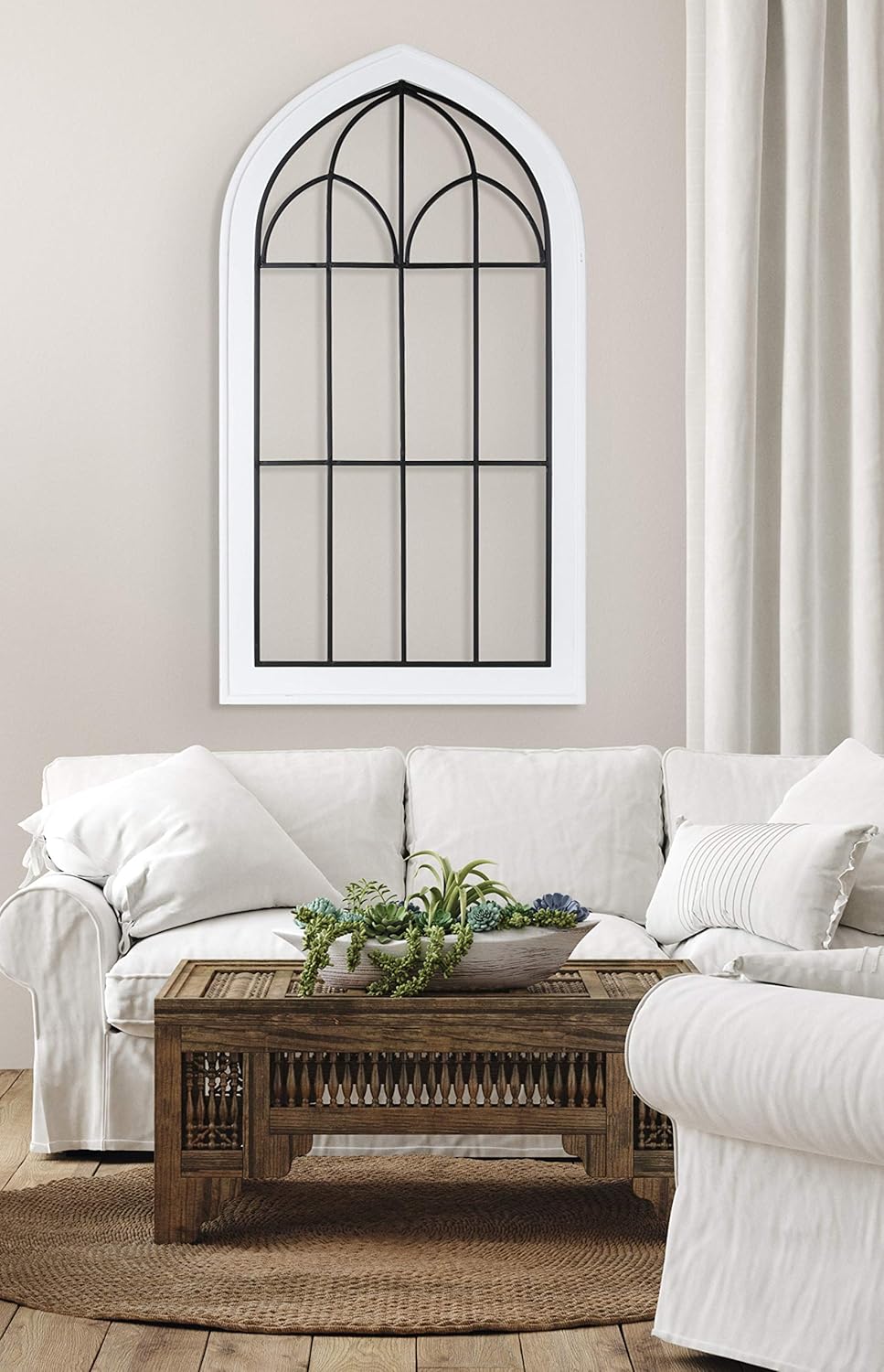 Kate and Laurel Rennell Farmhouse Wall Plaque 265 x 48 White Wood and Metal Arched Wall Decor Rustic BrownWhite