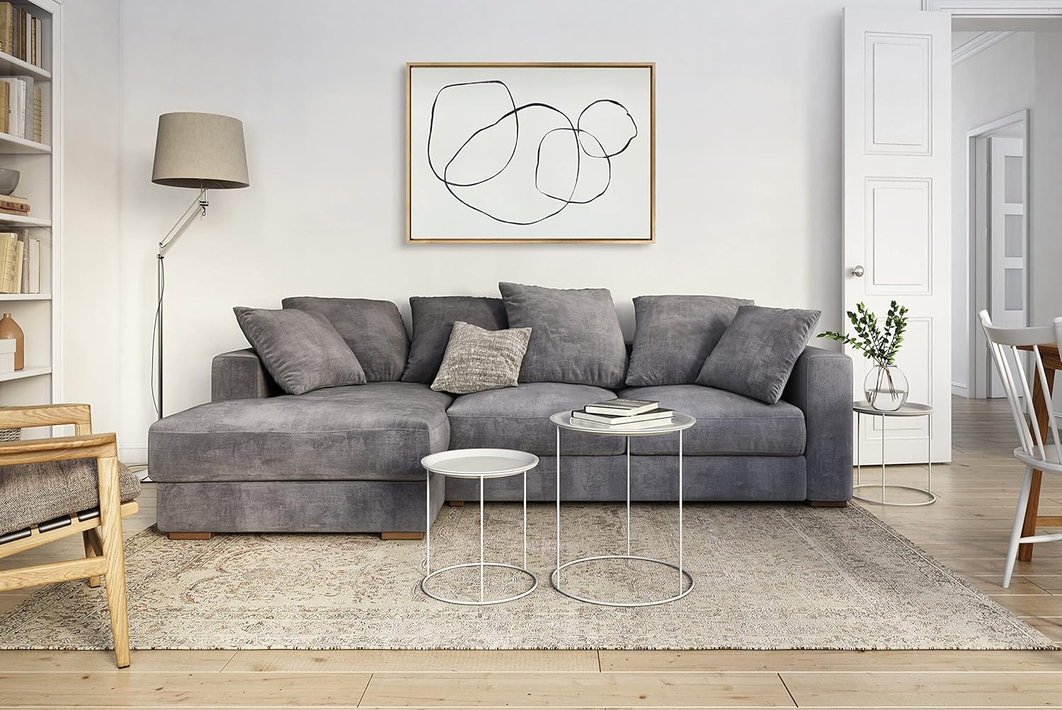 Kate and Laurel Sylvie 869 Going in Circles Framed Linen Textured Canvas Wall Art by Teju Reval of SnazzyHues 28x38 Gold Decorative Modern Wall Art