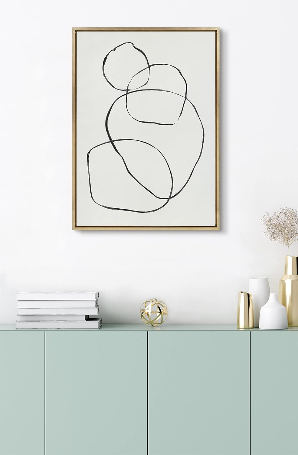Kate and Laurel Sylvie 869 Going in Circles Framed Linen Textured Canvas Wall Art by Teju Reval of SnazzyHues 28x38 Gold Decorative Modern Wall Art