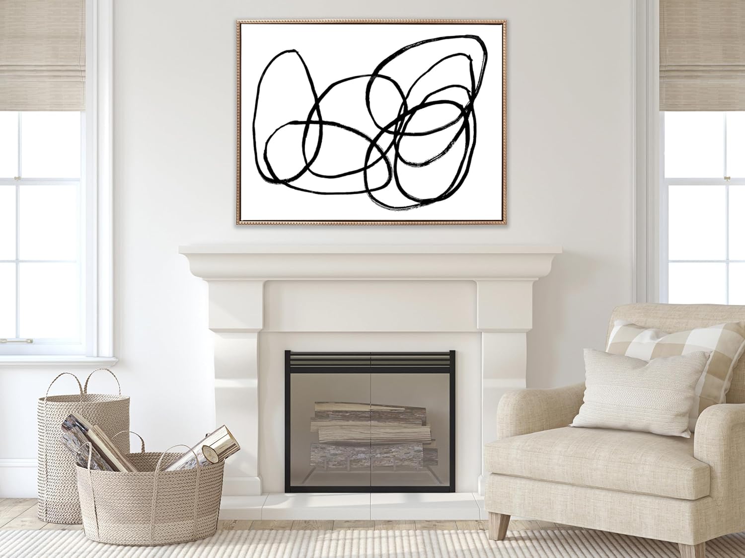 Kate and Laurel Sylvie Beaded NC Ring of Light Vintage Framed Canvas Wall Art by Nikki Chu 315x415 Gold Oversized Abstract BlackandWhite Art for Wall