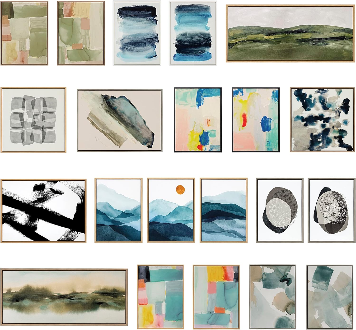 Kate and Laurel Sylvie Beaded Quaint Vista II and III Vintage Framed Canvas Wall Art Set by Amy Lighthall 2 Piece Set 23x33 White Modern Abstract Landscape Art for Wall