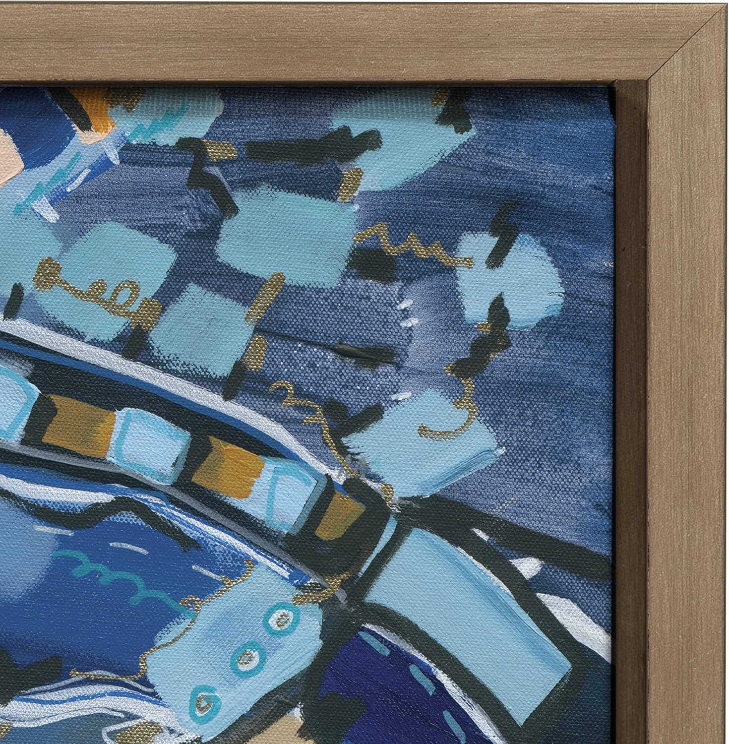 Kate and Laurel Sylvie Blue Dream Framed Canvas Wall Art by Leah Nadeau 30x30 Gold Decorative Abstract Art Print for WallGold