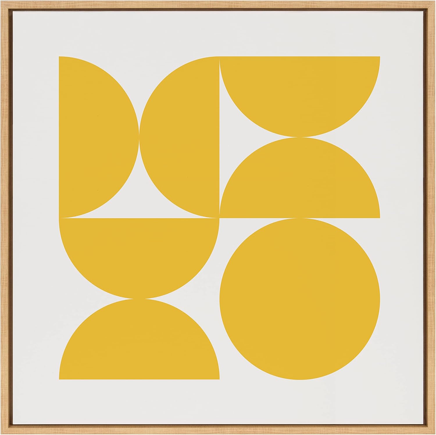 Kate and Laurel Sylvie Bold Vintage Geometric Sunshine Yellow Framed Canvas Wall Art by The Creative Bunch Studio 30x30 Brown MidCentury Modern Design Wall ArtNatural