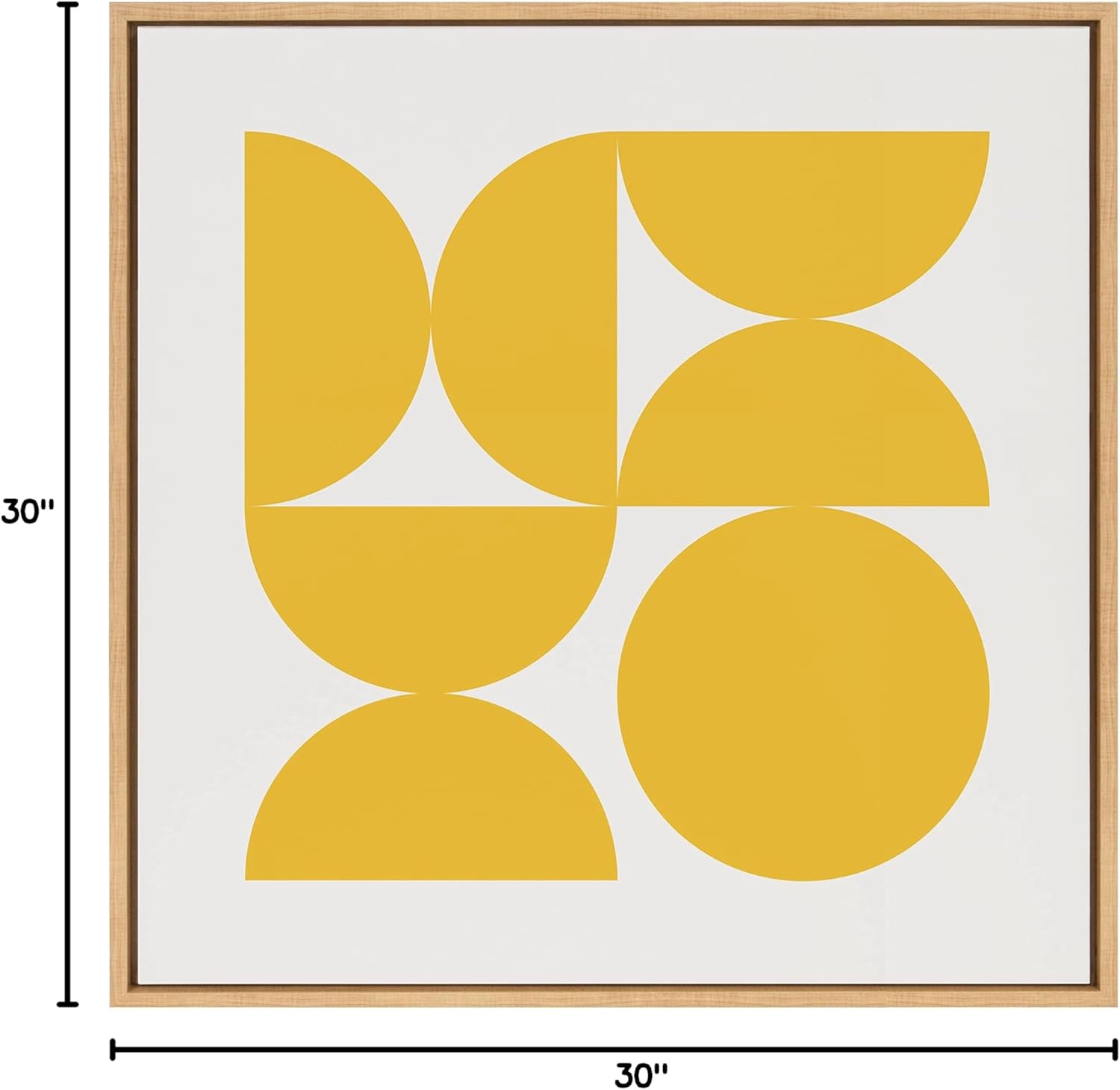 Kate and Laurel Sylvie Bold Vintage Geometric Sunshine Yellow Framed Canvas Wall Art by The Creative Bunch Studio 30x30 Brown MidCentury Modern Design Wall ArtNatural
