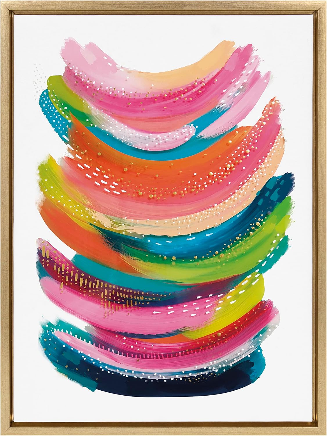 Kate and Laurel Sylvie Bright Abstract Framed Canvas Wall Art by Jessi Raulet of Ettavee 18x24 Natural Modern Colorful Brushstrokes Art for Wall