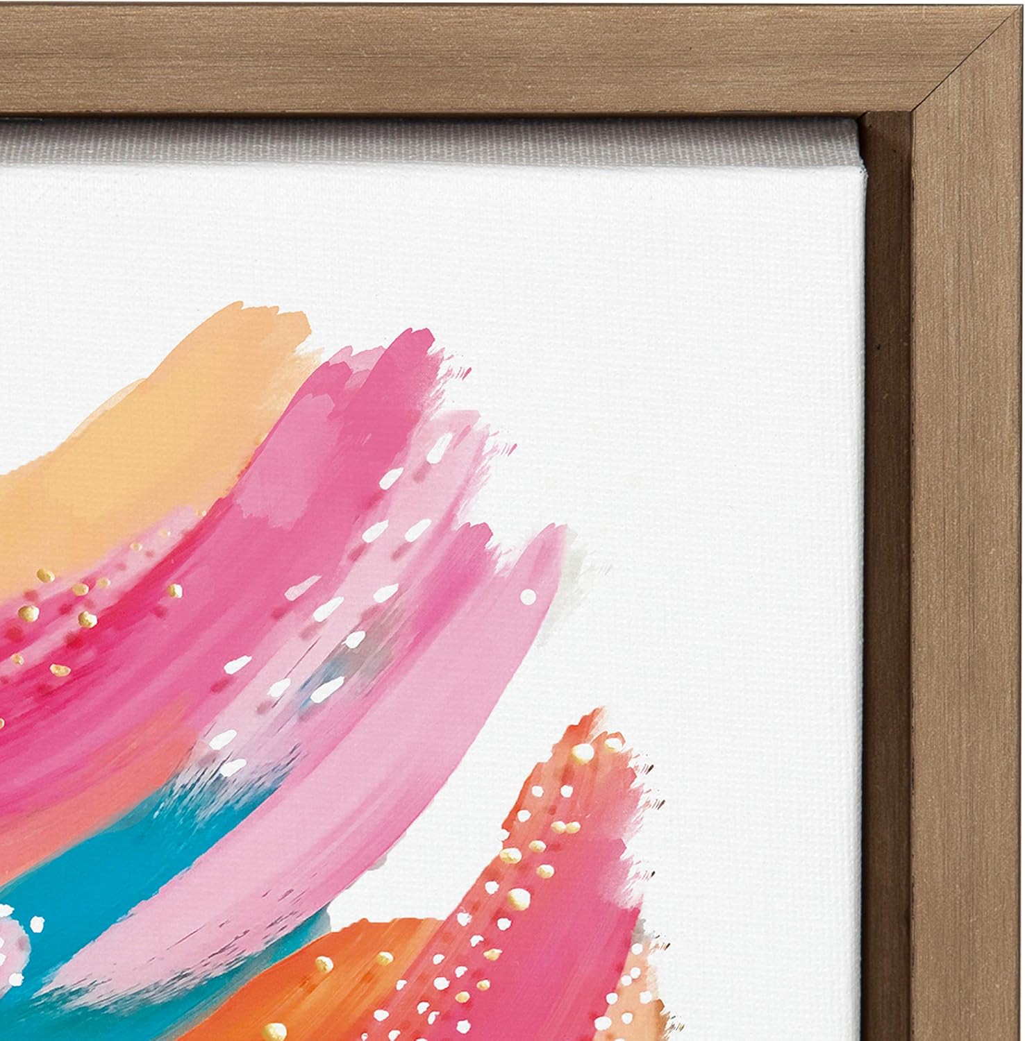 Kate and Laurel Sylvie Bright Abstract Framed Canvas Wall Art by Jessi Raulet of Ettavee 18x40 Gray Modern Colorful Brushstrokes Art for WallGold