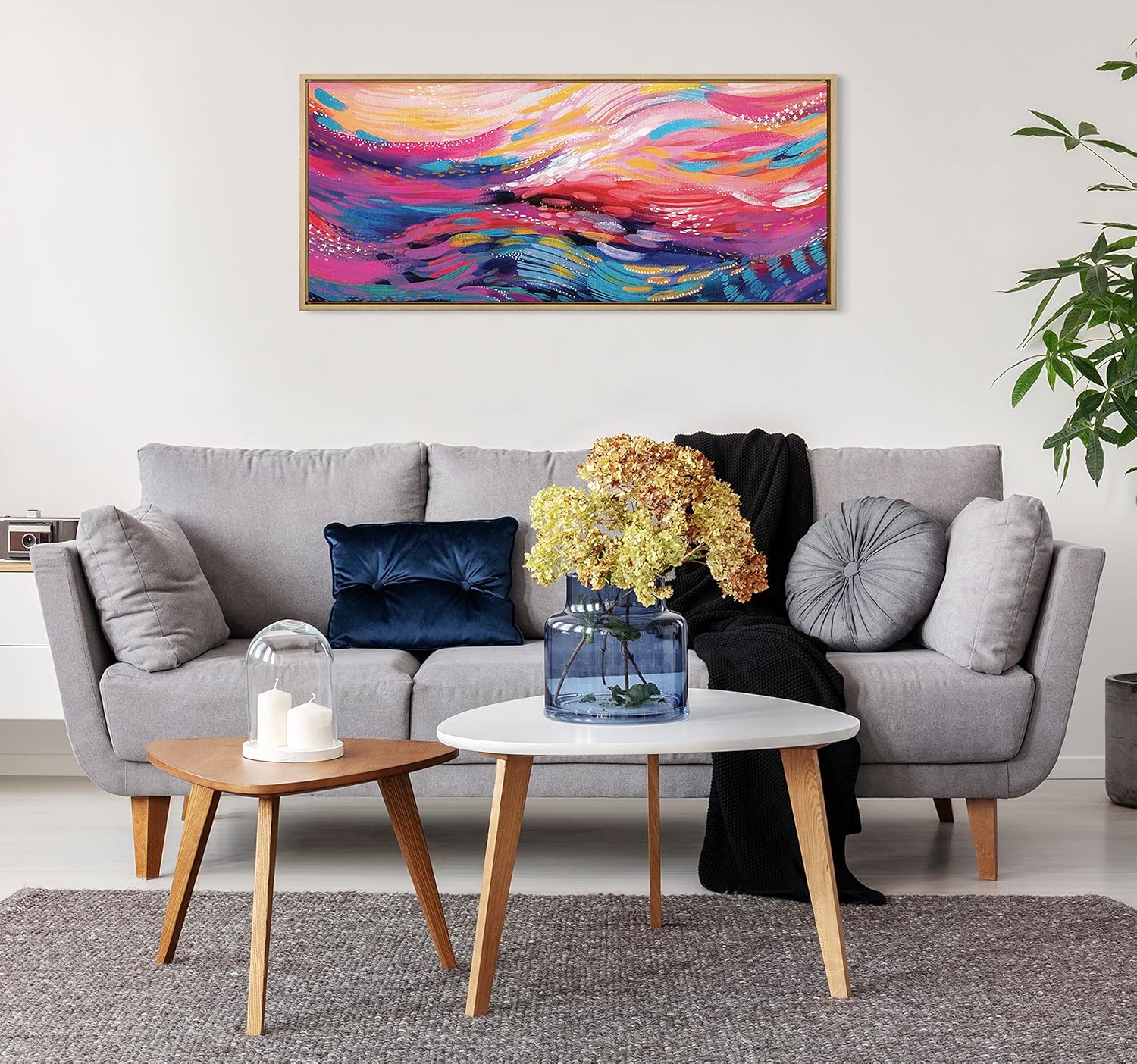 Kate and Laurel Sylvie Brush Strokes 90 Framed Canvas Wall Art by Jessi Raulet of EttaveeGold