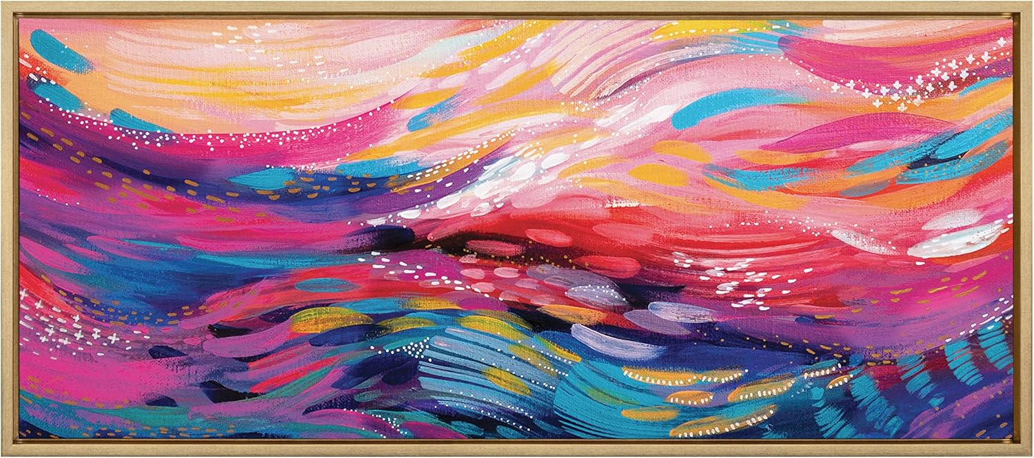 Kate and Laurel Sylvie Brush Strokes 90 Framed Canvas Wall Art by Jessi Raulet of EttaveeGold