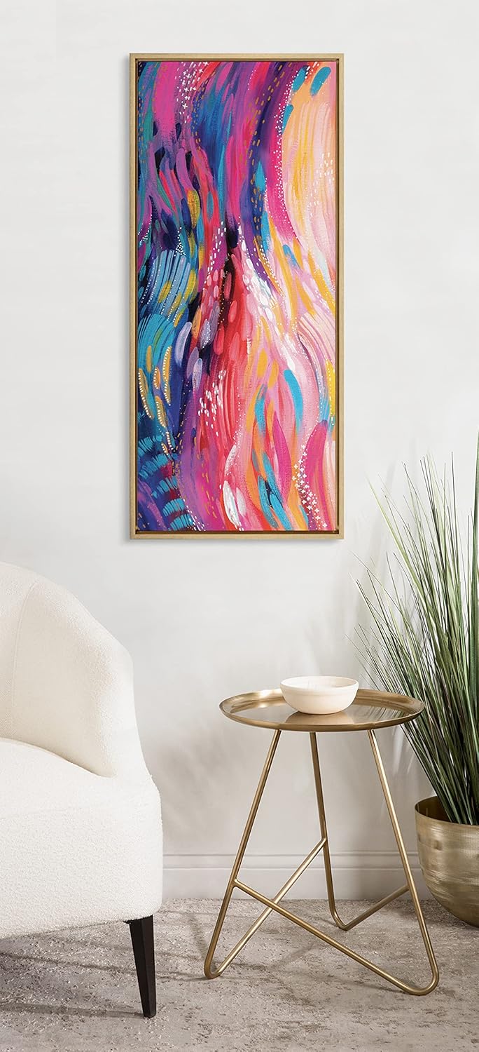 Kate and Laurel Sylvie Brush Strokes 90 Framed Canvas Wall Art by Jessi Raulet of EttaveeGold