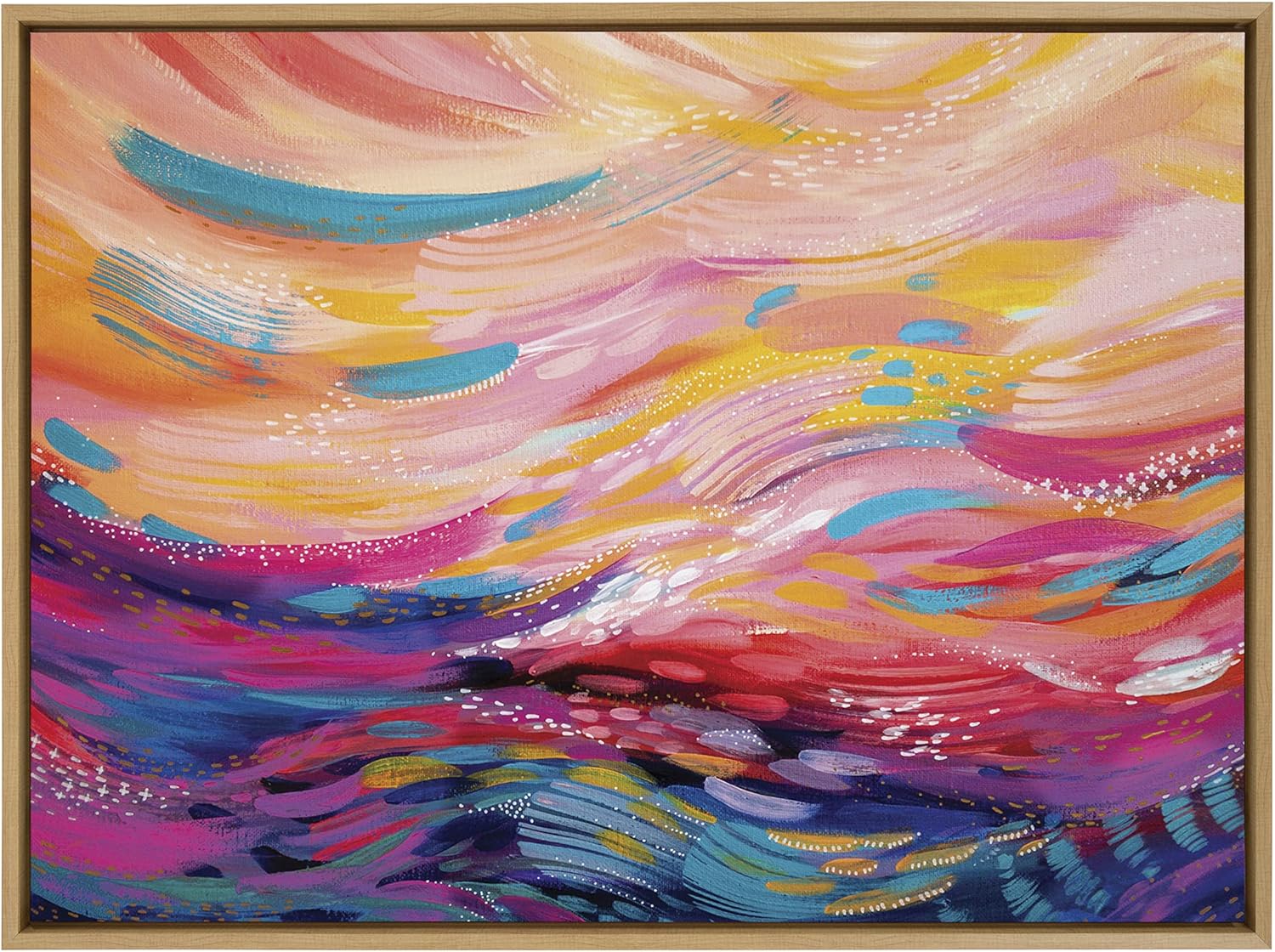 Kate and Laurel Sylvie Brush Strokes 90 Framed Canvas Wall Art by Jessi Raulet of EttaveeNatural