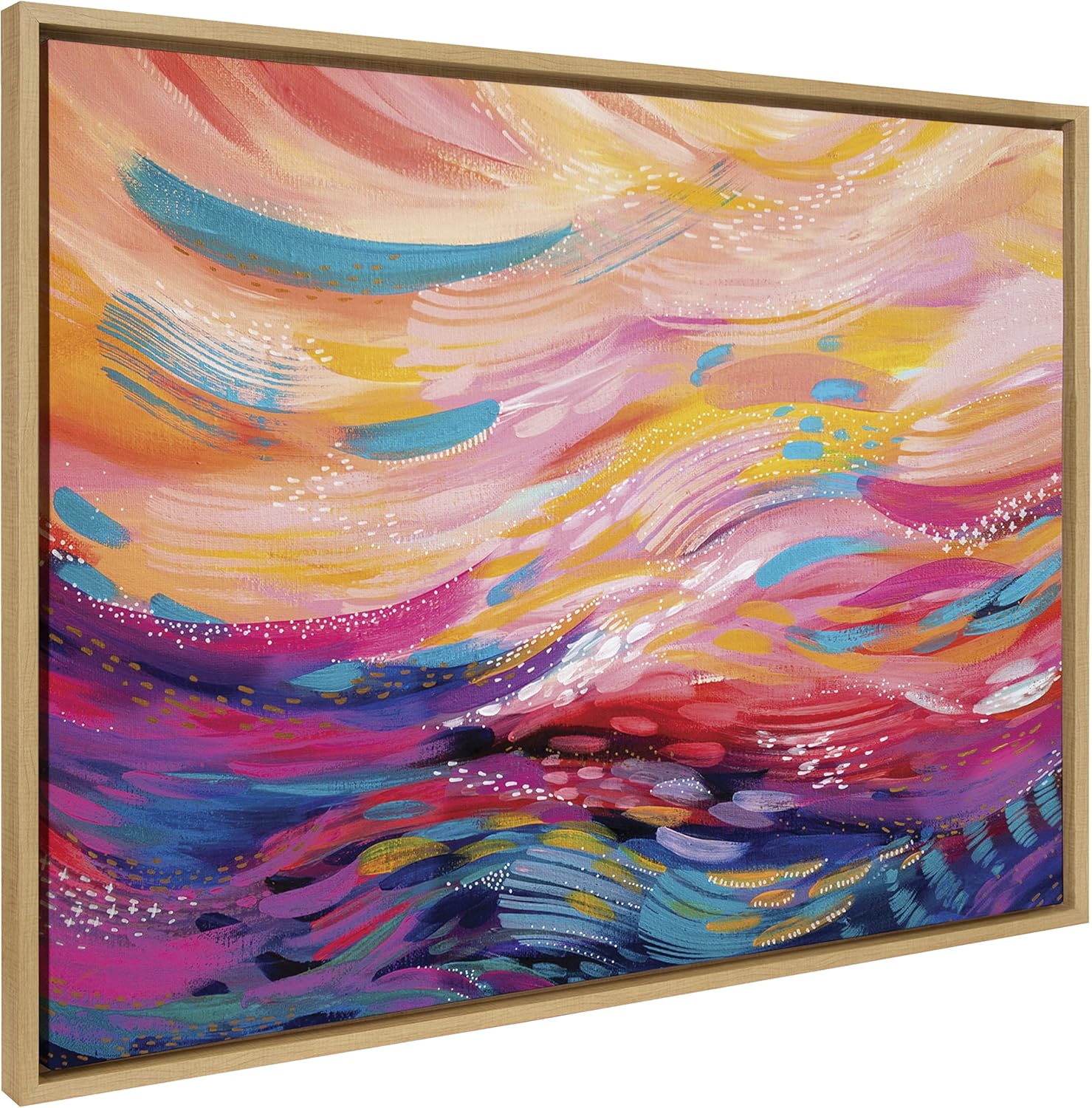 Kate and Laurel Sylvie Brush Strokes 90 Framed Canvas Wall Art by Jessi Raulet of EttaveeNatural