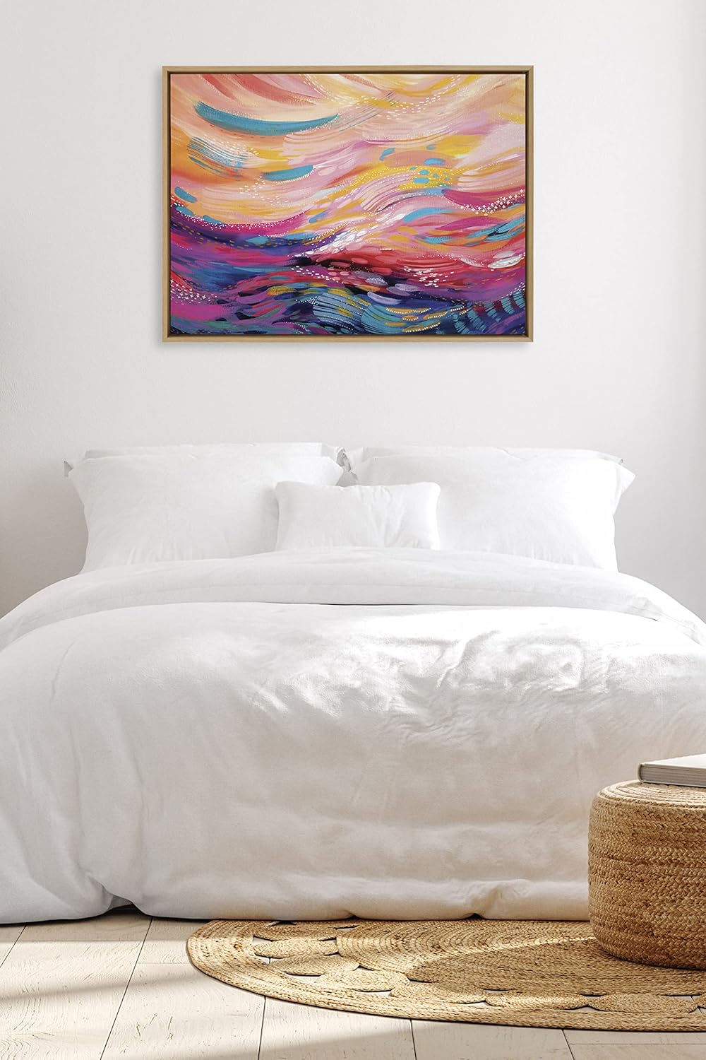 Kate and Laurel Sylvie Brush Strokes 90 Framed Canvas Wall Art by Jessi Raulet of EttaveeNatural
