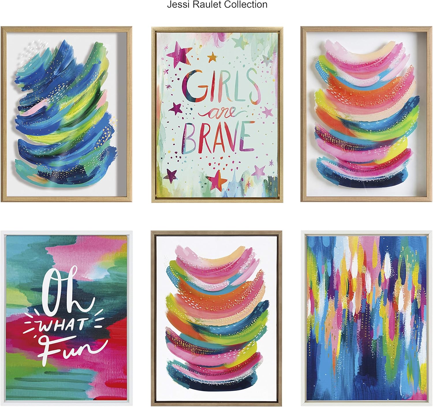 Kate and Laurel Sylvie Brush Strokes 90 Framed Canvas Wall Art by Jessi Raulet of EttaveeNatural