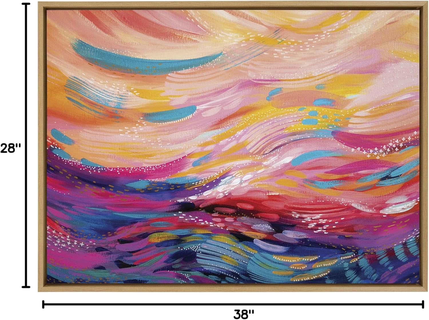 Kate and Laurel Sylvie Brush Strokes 90 Framed Canvas Wall Art by Jessi Raulet of EttaveeNatural