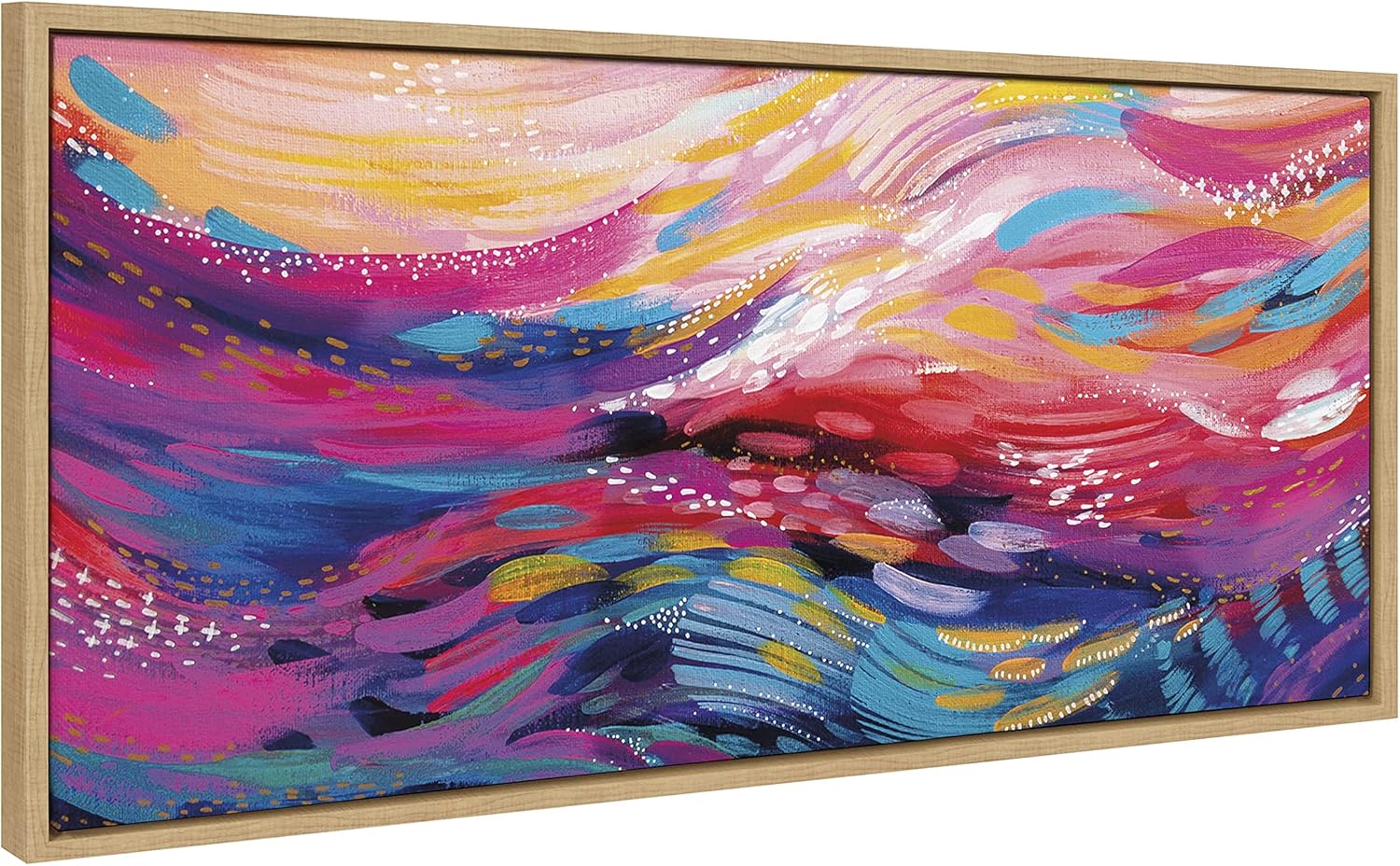 Kate and Laurel Sylvie Brush Strokes 90 Framed Canvas Wall Art by Jessi Raulet of EttaveeNatural