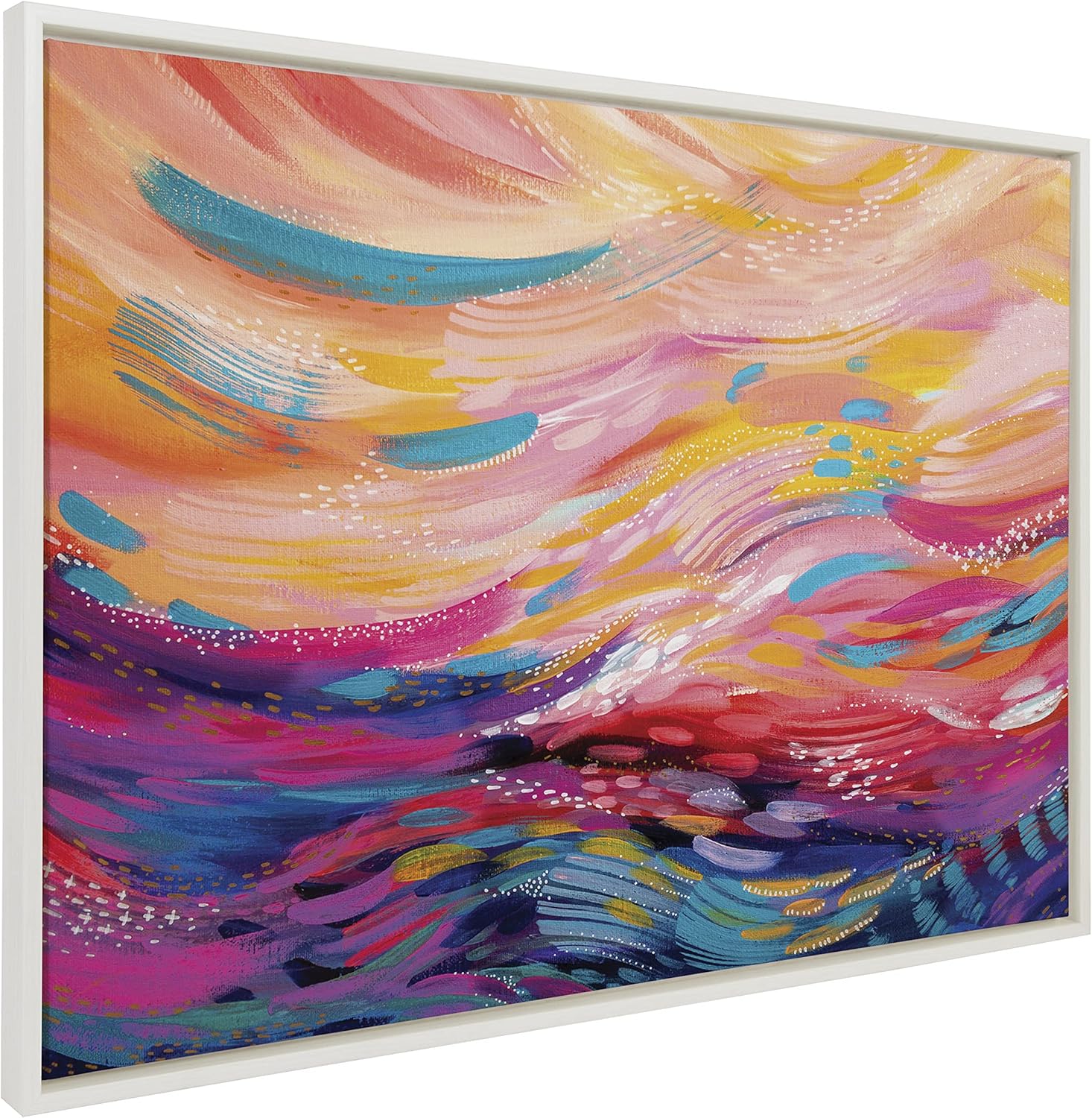 Kate and Laurel Sylvie Brush Strokes 90 Framed Canvas Wall Art by Jessi Raulet of EttaveeWhite