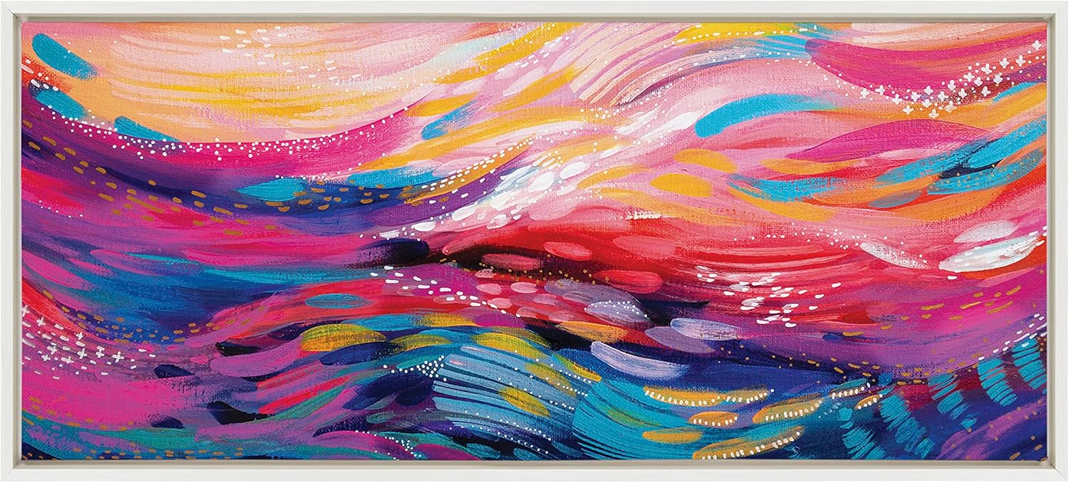 Kate and Laurel Sylvie Brush Strokes 90 Framed Canvas Wall Art by Jessi Raulet of EttaveeWhite