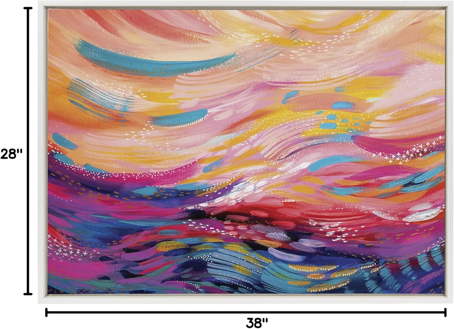 Kate and Laurel Sylvie Brush Strokes 90 Framed Canvas Wall Art by Jessi Raulet of EttaveeWhite