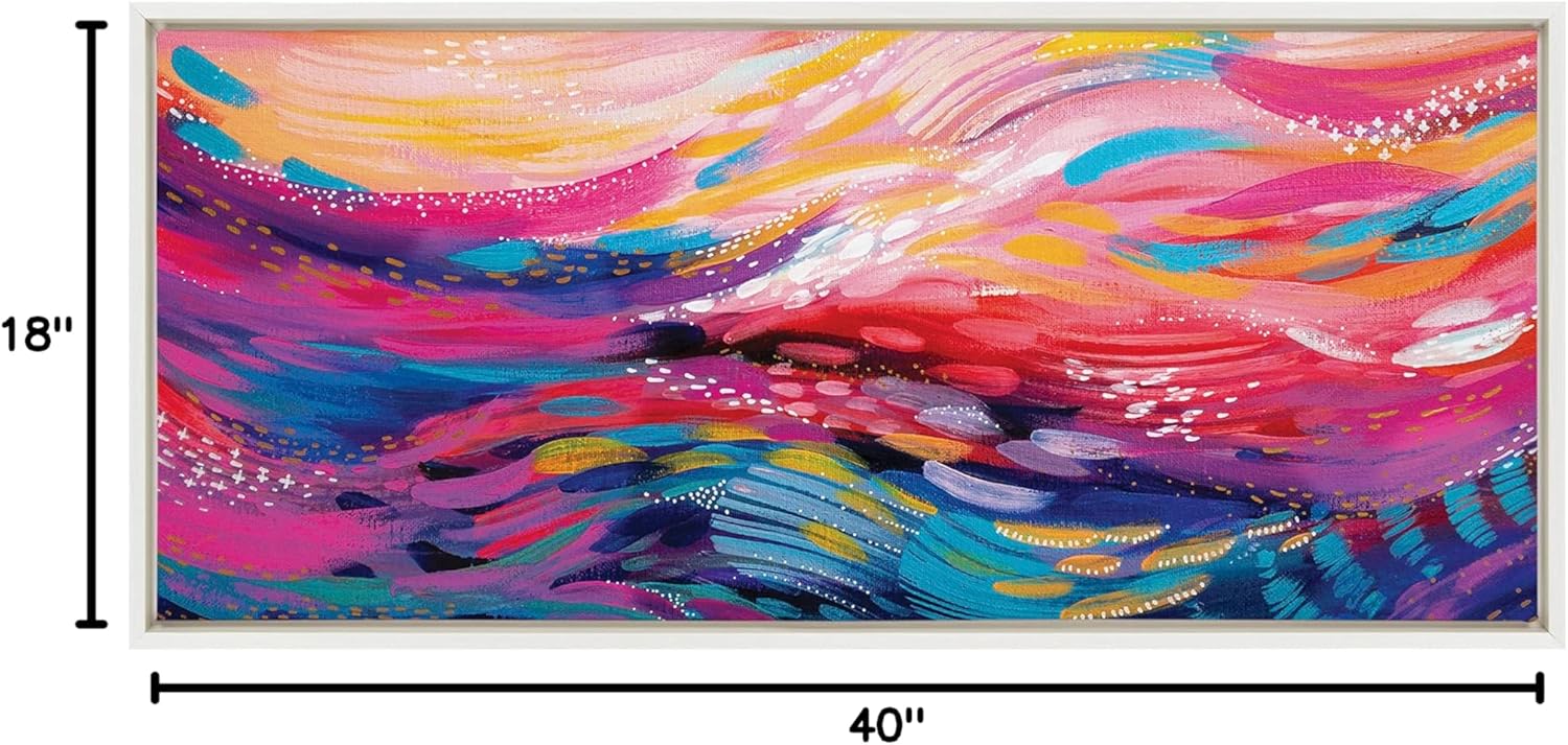 Kate and Laurel Sylvie Brush Strokes 90 Framed Canvas Wall Art by Jessi Raulet of EttaveeWhite